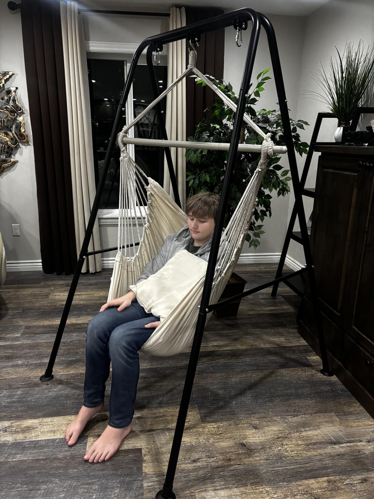 G TALECO GEAR Hammock Chair Stand, Heavy-Duty Steel 300LBS Multi-Use Hammock Stand for Outdoor Indoor, Swing Chair not Include (Black) customer photo 2
