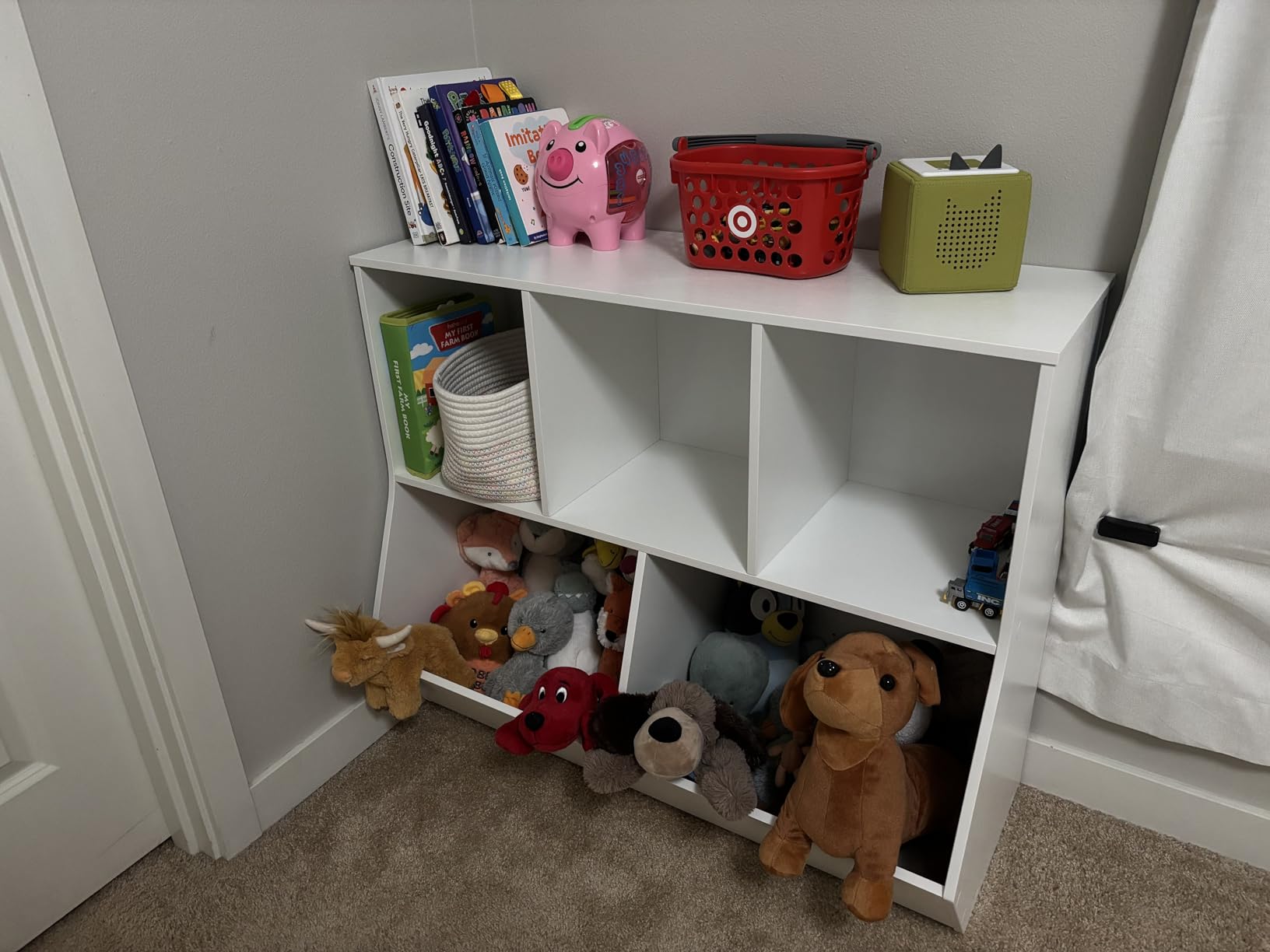 HOOBRO Kids Bookshelf, Bookcase Footboard, Toy Storage Cubby, 35.4