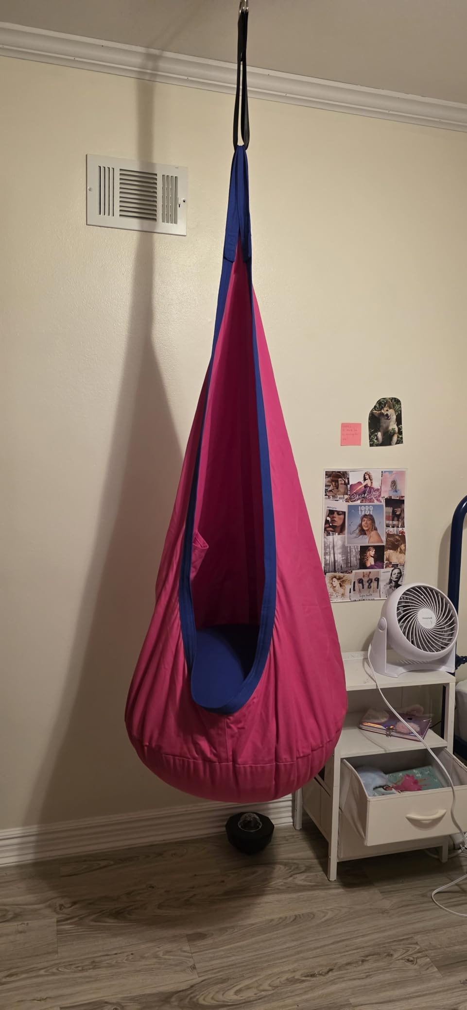 Y-STOP Kids Pod Swing Seat, Hanging Hammock Chair Swing with Inflatable Pillow, Sensory Swing Chair with Pocket for Outdoor and Indoor (Pink and Blue) customer photo 2