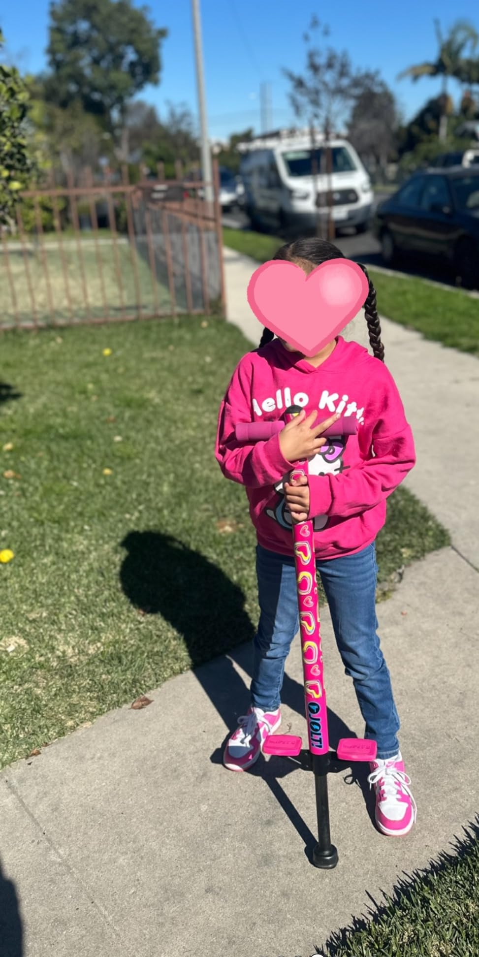 Flybar Jolt Pogo Stick for Kids, Perfect for Beginners w/ Foam-Covered Metal Frame, Handles & Padding, Non-Slip Foot Pads, Wide Tip, Outdoor Active Play Toy for Boys & Girls, Ages 6+, Leopard customer photo 1