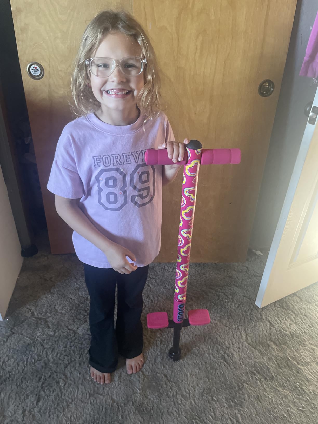 Flybar Jolt Pogo Stick for Kids, Perfect for Beginners w/ Foam-Covered Metal Frame, Handles & Padding, Non-Slip Foot Pads, Wide Tip, Outdoor Active Play Toy for Boys & Girls, Ages 6+, Leopard customer photo 2