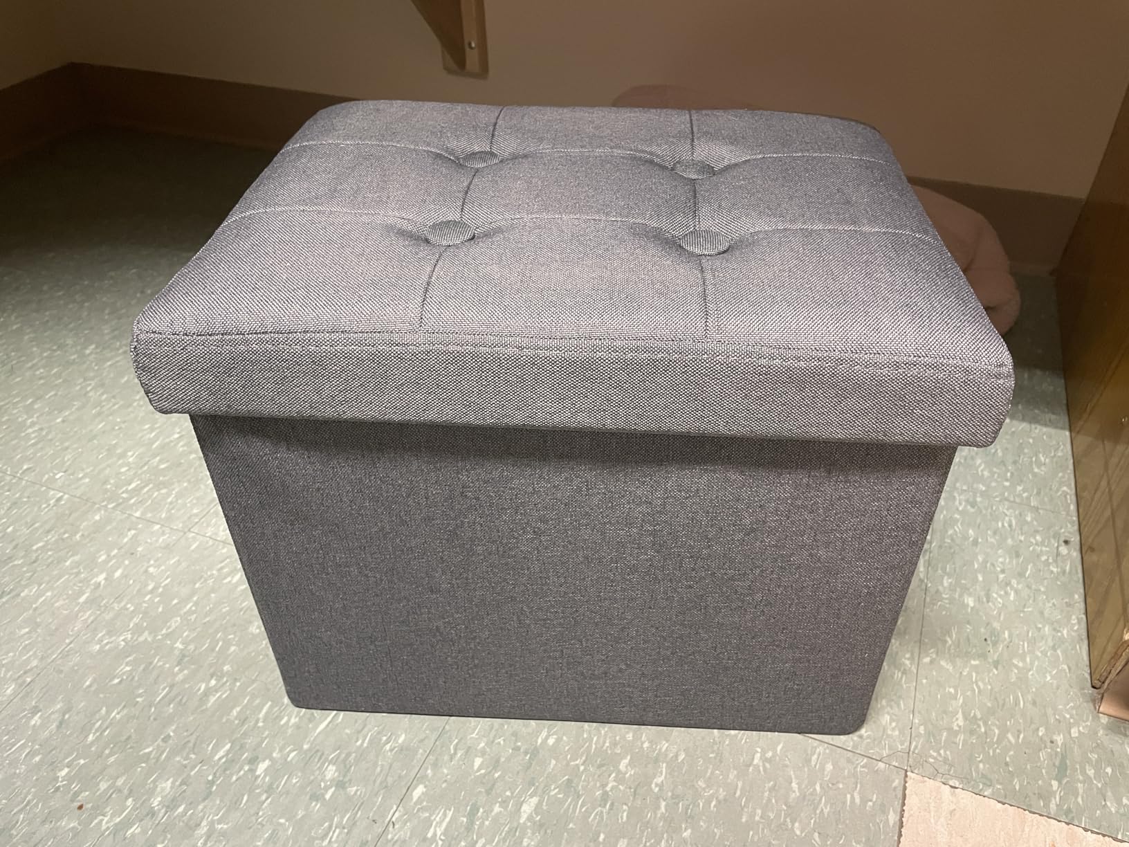 ALASDO Storage Ottoman Footrest Stool Small Ottoman with Storage Foldable Ottomans Foot Rest Footstool Bench for Living Room 17x13x13inches Grey customer photo 2