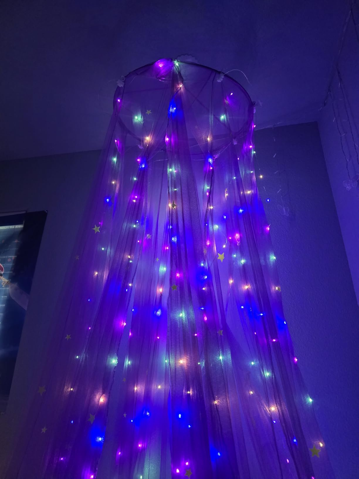 Bollepo Purple Bed Canopy for Girls with Glowing Stars - Princess Netting Room Decor, Ceiling Tent to Cover Toddler | Single, Twin, Full, Queen Size Kids Bed, Fire Retardant Fabric customer photo 1