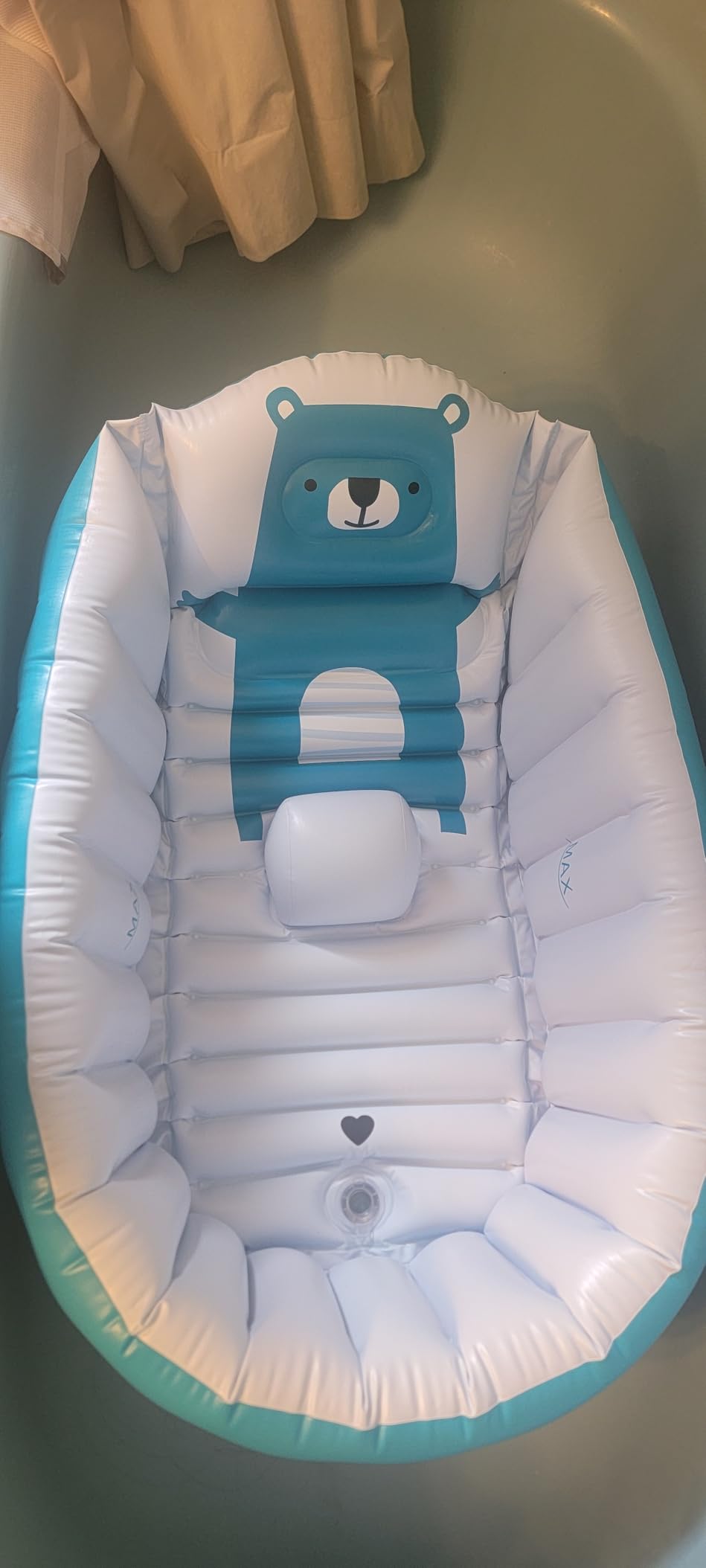 Inflatable Bathing Tub for Toddler, Non Slip Safety Thick Cushion Central Seat, Portable Travel Seat Baths Baby Swimming Pool for 0-5 Year (Blue) customer photo 2
