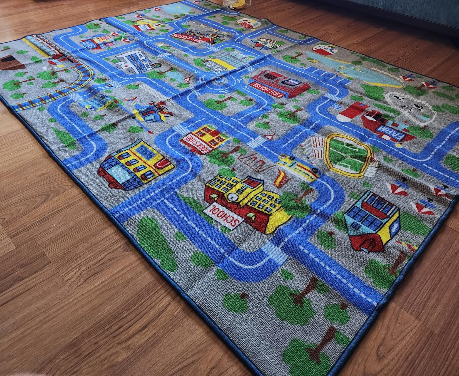 Capslpad Kids Educational Play Rug - 6.6' x 5' Traffic Road Car Mat Learning Play Game Area Rug for Playroom, Living Room, Nursery Room Decor customer photo 2