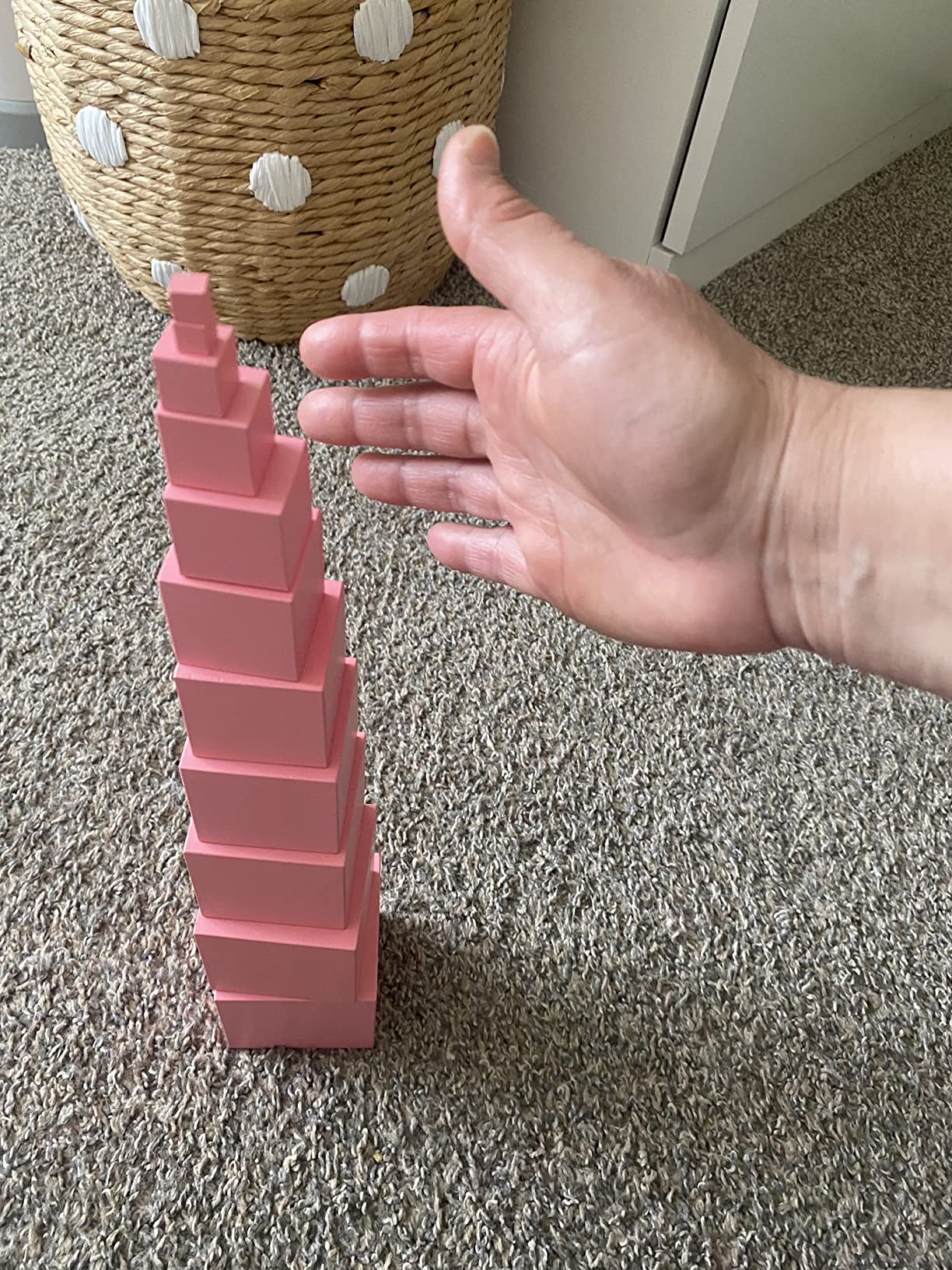 Adena Montessori Wonderfully Sensorial Teaching Toys for Children 2 3 Years Old - Montessori Small Pink Tower 0.7-7cm customer photo 2