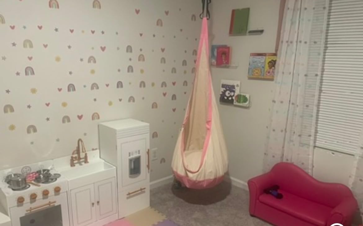 YAERSI Kids Pod Swing Seat, Cotton Hammock Chair with PVC Inflatable Cushion, Sensory Swing for Indoor and Outdoor Play Portable customer photo 1