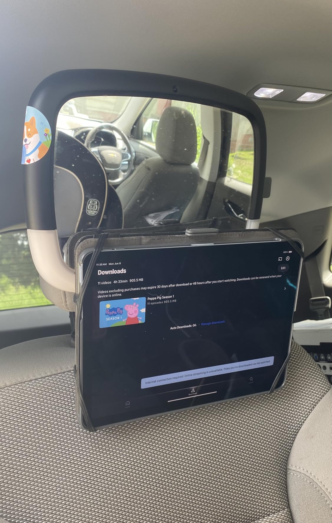 FANGOR Car Headrest Mount Holder, Tablet Holder for Kids in Back Seats, Anti-Slip Strap and Holding Net, Angle-Adjustable, Fits All 7 Inch to 12.9 Inch Tablets customer photo 1