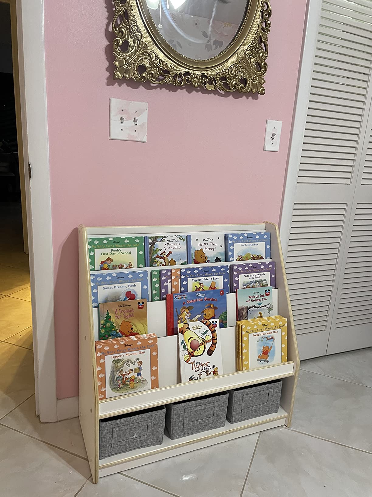 Guidecraft EdQ Book and Bin Display Natural with 3 Fabric Storage Bins: Wooden Multi-Purpose Bookcases and Toy Storage Organizer; Homeschool and Classroom Furniture customer photo 1