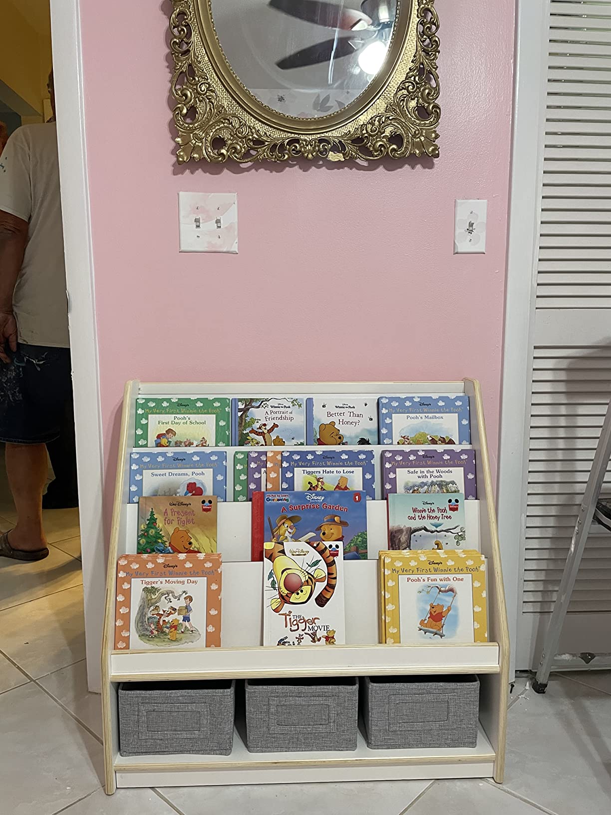 Guidecraft EdQ Book and Bin Display Natural with 3 Fabric Storage Bins: Wooden Multi-Purpose Bookcases and Toy Storage Organizer; Homeschool and Classroom Furniture customer photo 2