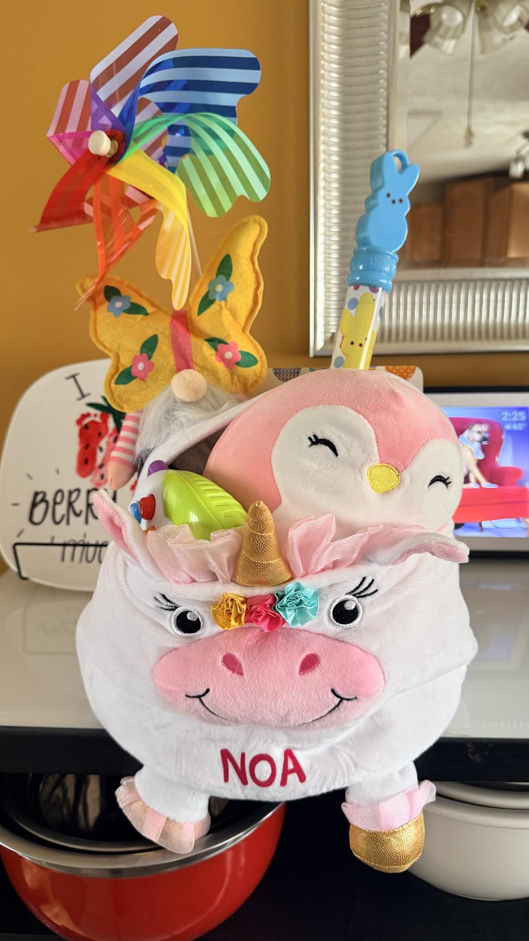 Let's Make Memories Personalized Easter Basket for Kids - Custom Holiday Decoration For Boys and Girls - Fillable - Plush Furry Critter - Blue Bunny customer photo 1