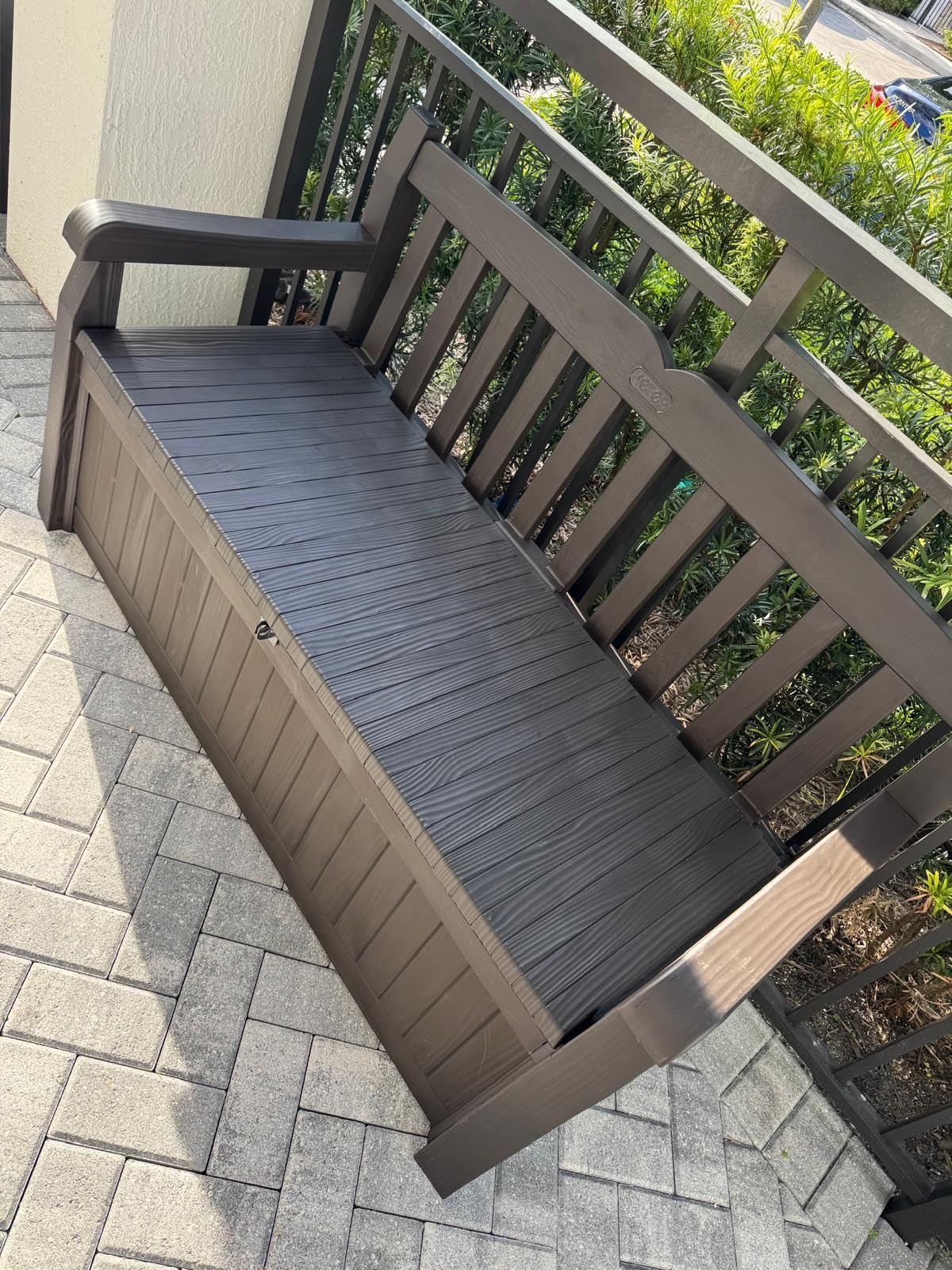 Keter Solana 70 Gallon Storage Bench Deck Box for Patio Furniture, Front Porch Decor and Outdoor Seating customer photo 1