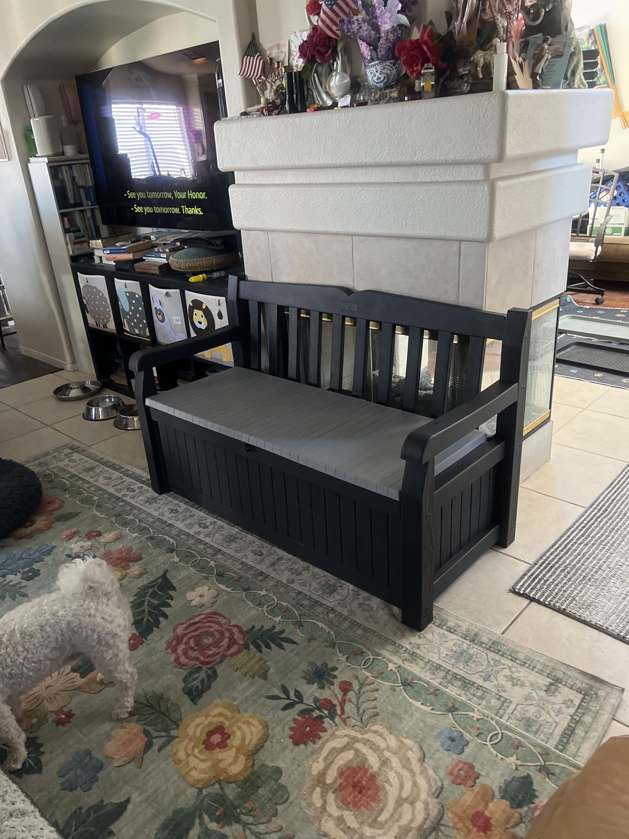 Keter Solana 70 Gallon Storage Bench Deck Box for Patio Furniture, Front Porch Decor and Outdoor Seating customer photo 2
