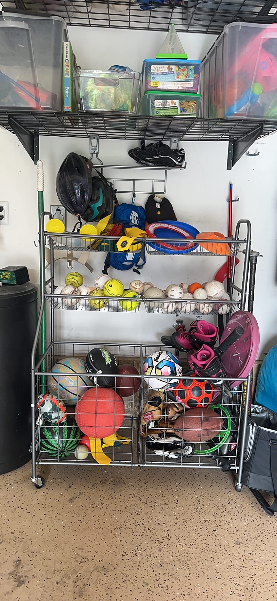 Ball Organizer for Garage, Steel Sport Equipment Organizer with Baseball Bat Holder and Hooks, Easy Assembly Storage for Balls, Kids' Toys, and Workout Gear in Basement, Home Gym, Outdoor customer photo 2