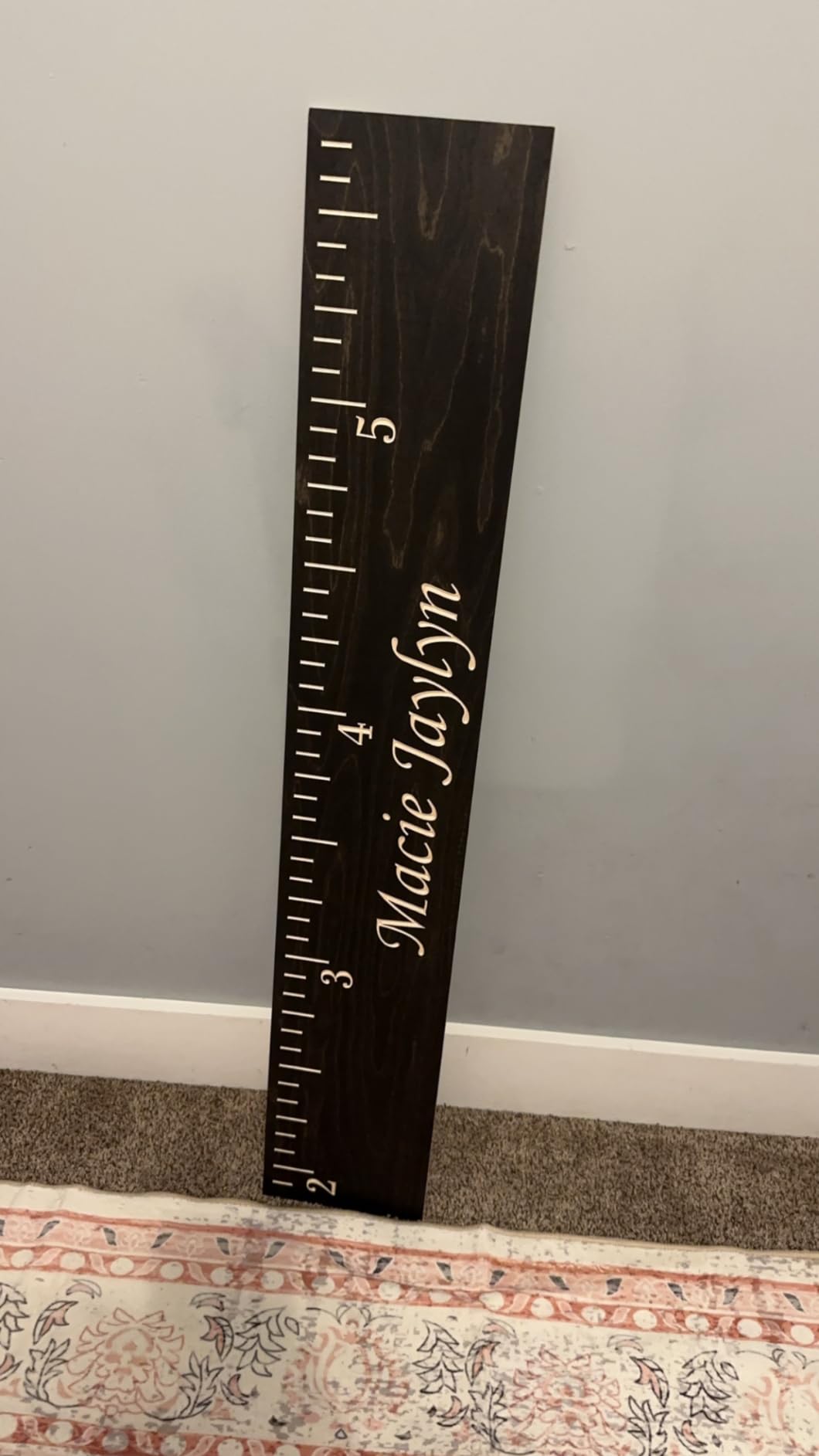Personalized Wooden Height Growth Chart Ruler for Kids, Boys & Girls w Name | 3 Designs, 5 Various Wood Colors | Nursery Hanging Wall Decor customer photo 2