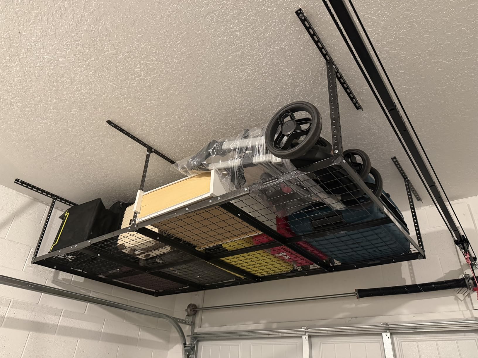 FLEXIMOUNTS 2x8 Garage Storage Rack, Adjustable Overhead Storage Organization System, Heavy Duty Metal Ceiling Rack, 400lbs Weight Capacity, Black, Classic Series customer photo 2