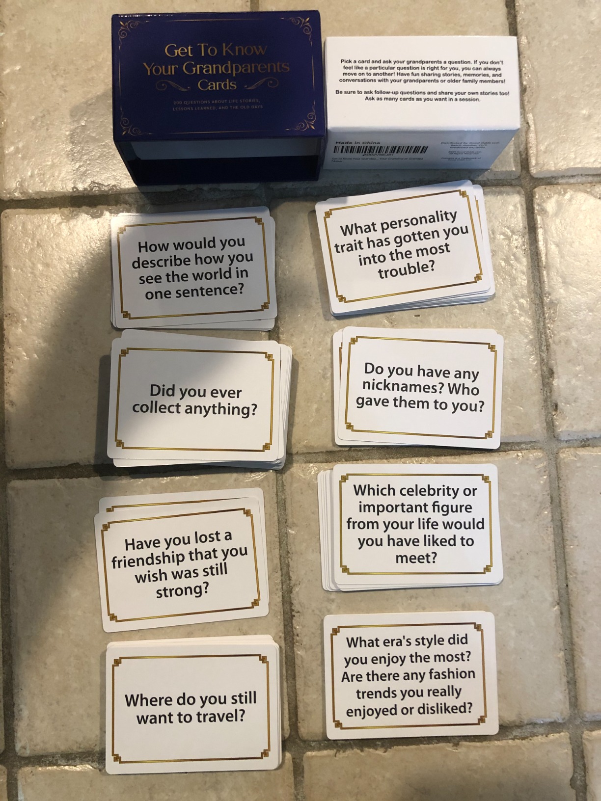 Prompta 200 Conversation Cards for Grandparents - Share Life Stories with Grandkids and Grow Closer as a Family - 3.5 x 2.5 Large Print Interview Question Conversation Starters for Seniors customer photo 1