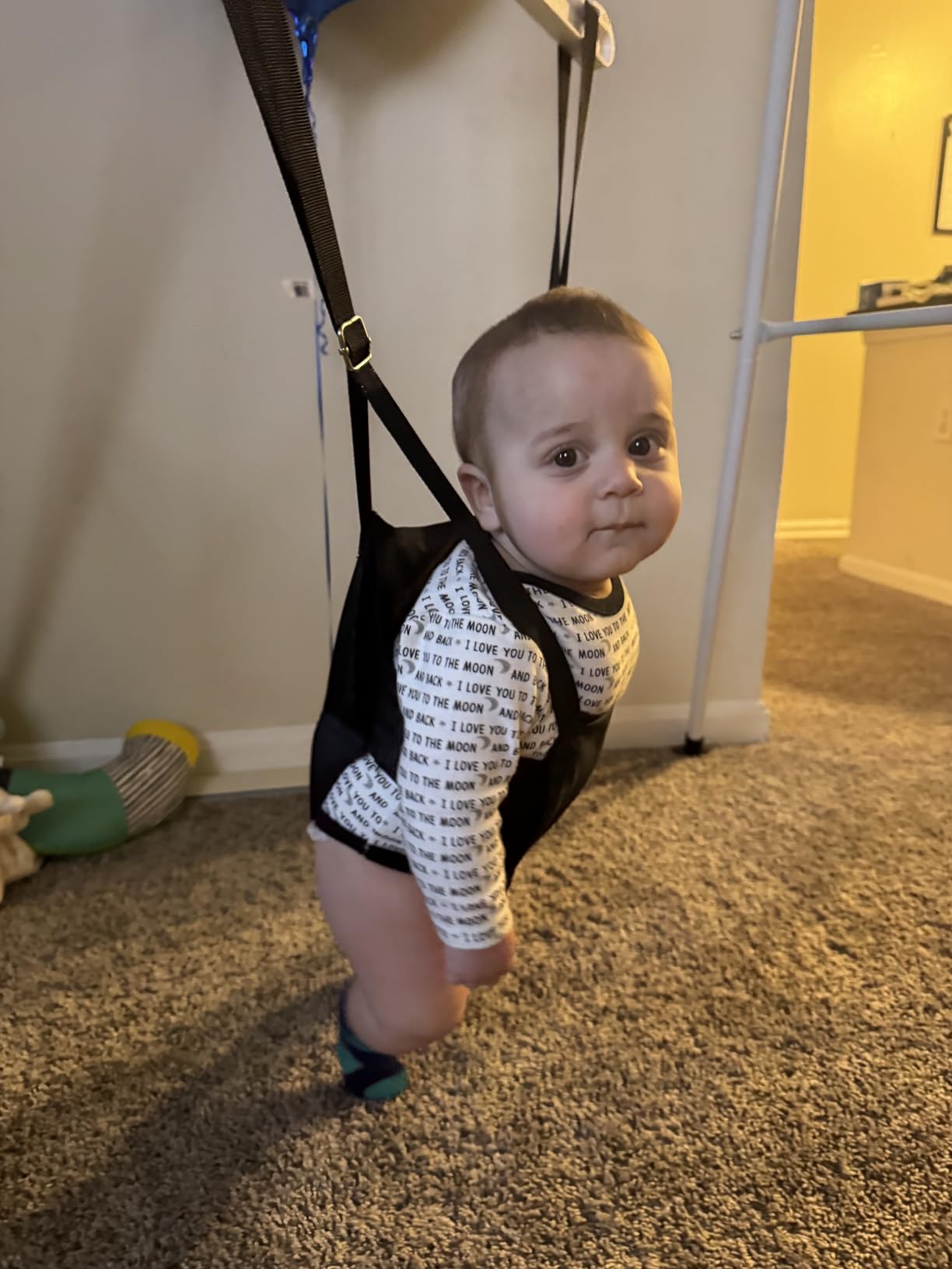 G TALECO GEAR Baby Jumper with Stand, Baby Bouncer, Easy Set-Up, Baby Exerciser for Active Babies, Suitable for Indoor and Outdoor, Water Mat Include (Black) customer photo 2