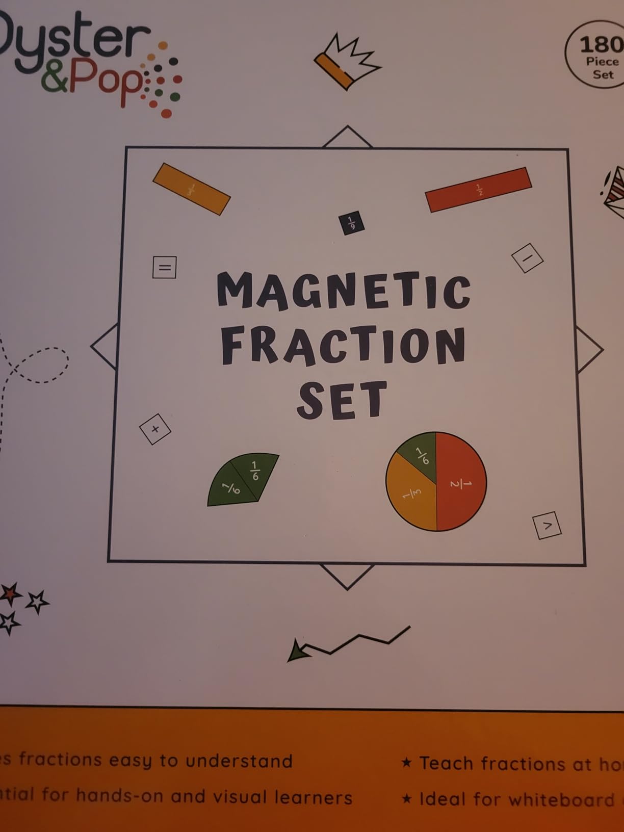 Oyster& Pop 180pcs Award-Winning Fraction Manipulatives - Large Magnetic Fraction Tiles and Circles Magnets Set - Fractions for Kids - Hands-On Montessori Math - Includes Learning Fractions eBook customer photo 1
