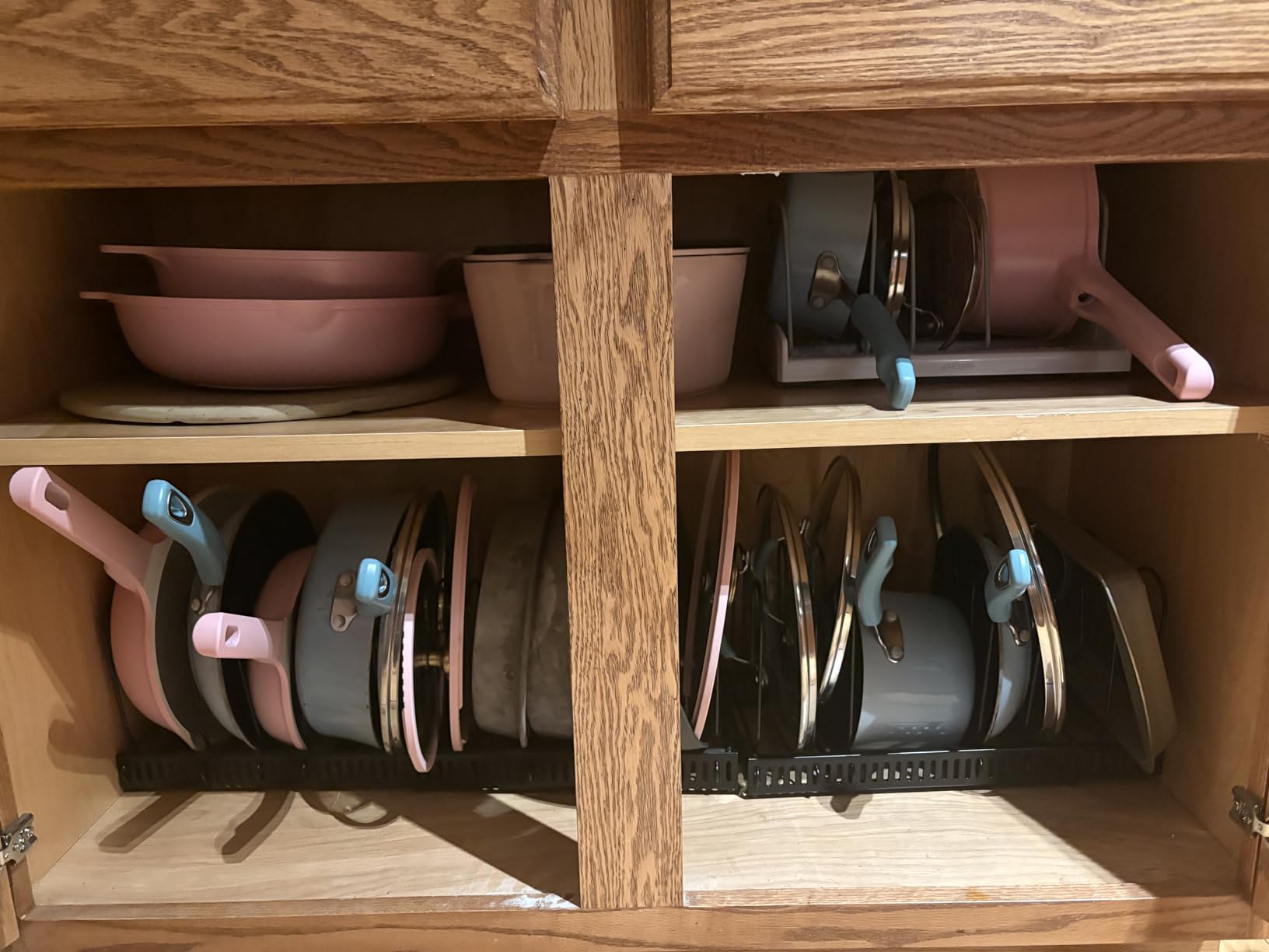 Housolution Pot and Pan Organizer Rack for Cabinet, Expandable Pot Lid Organizer Holder with 14 Adjustable Dividers, Fully Expanded Size 22.83