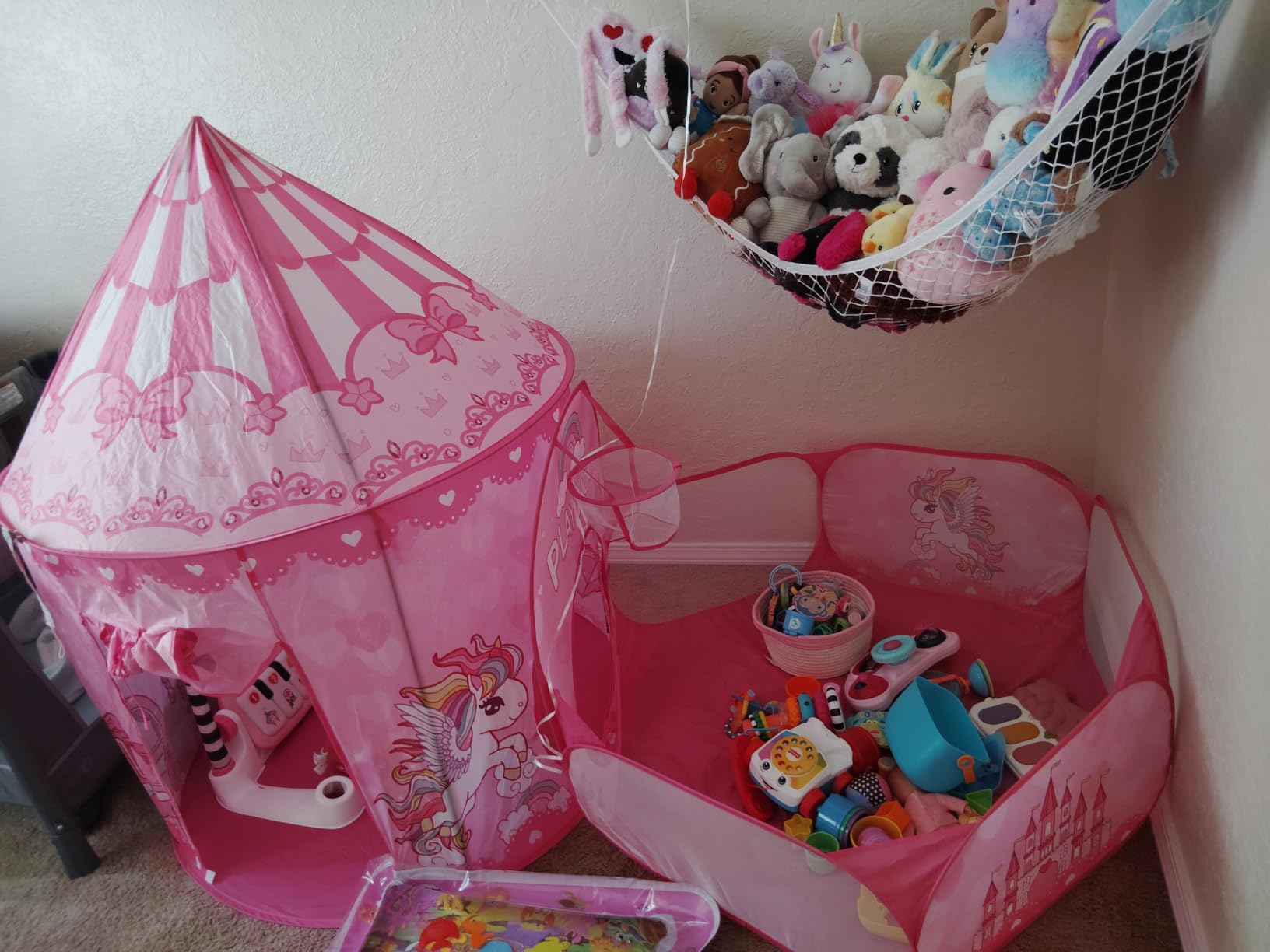 GeerWest 3PC Princess Tent for Girls with Kids Ball Pit and Crawl Tunnel for Toddlers, Pink Pop Up Playhouse Toys Indoor& Outdoor for Birthday Gifts customer photo 1