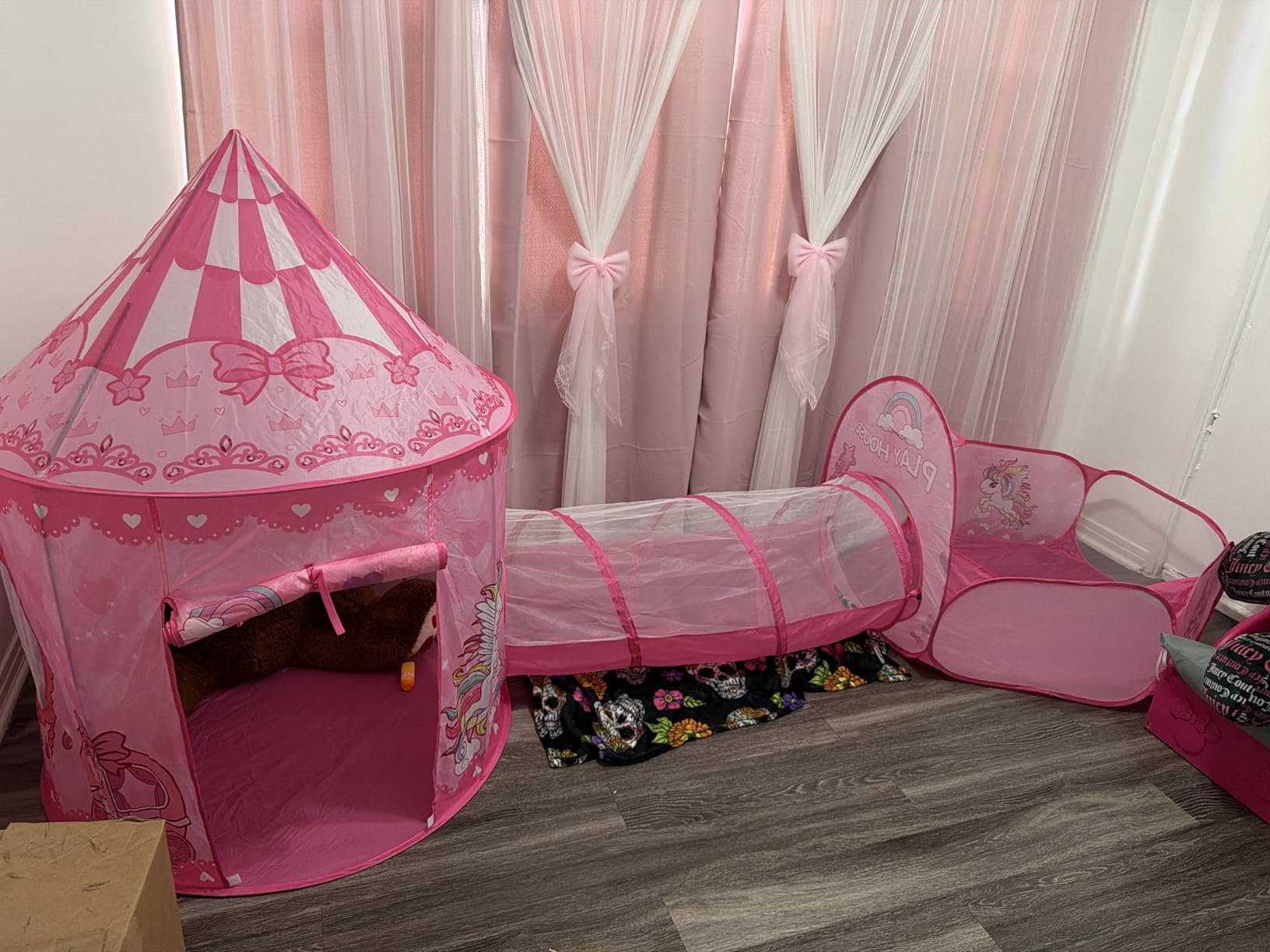 GeerWest 3PC Princess Tent for Girls with Kids Ball Pit and Crawl Tunnel for Toddlers, Pink Pop Up Playhouse Toys Indoor& Outdoor for Birthday Gifts customer photo 2