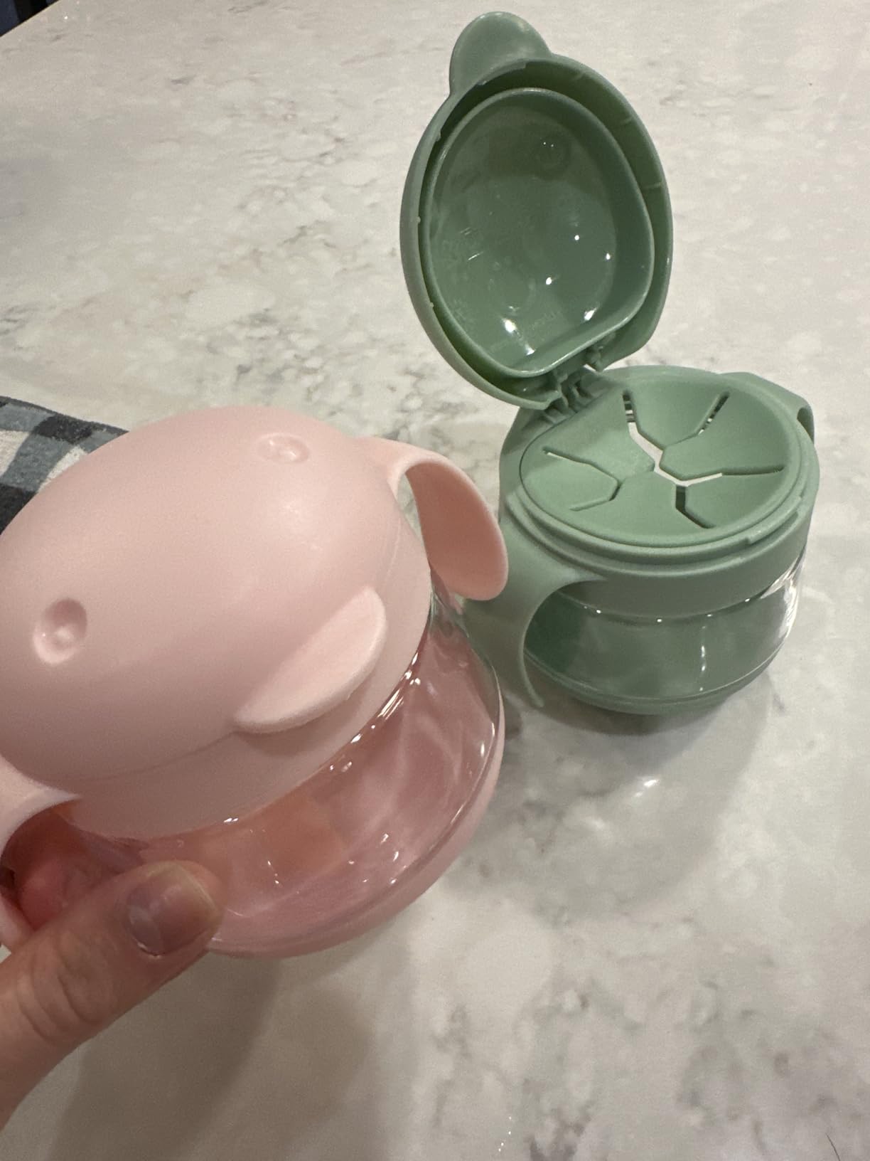 Ubbi Tweat Snack Containers for Kids & Toddlers, BPA-Free Tritan Spill-Proof Toddler Snack Cups, Portable Travel Food Storage, Summer Essentials for Kids, Sage Green & Blush Pink customer photo 1