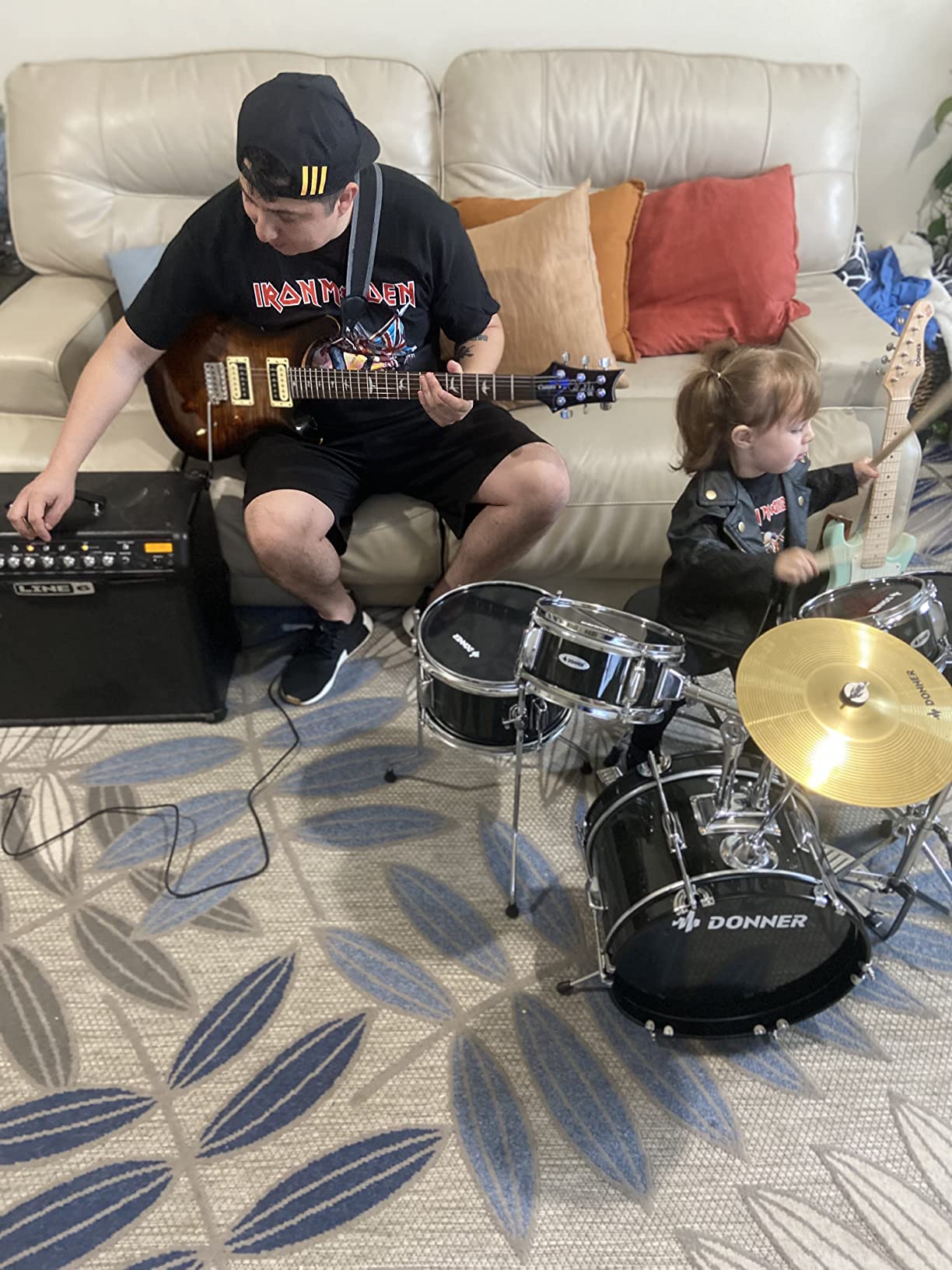 Kids Drum Sets - Donner 5-Piece for Beginners, 14 inch Junior Drum Kit, with Adjustable Throne, Cymbal, Hi-Hat, Pedal & Drumstick, Present for Child - Blue customer photo 2