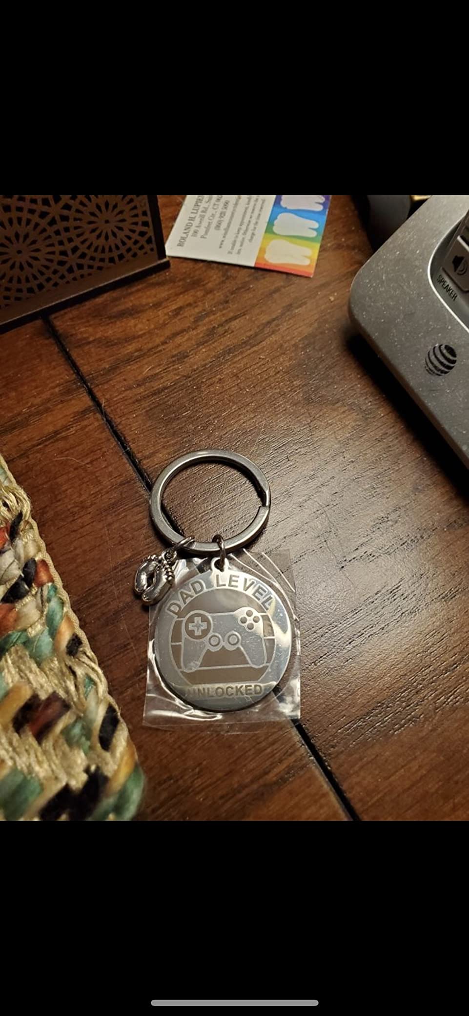 MIXJOY New Expecting Dad First Time Father's Day, New Dad Announce Pregnancy, Dad Unlocked Key Chain with Footprint Charm customer photo 2