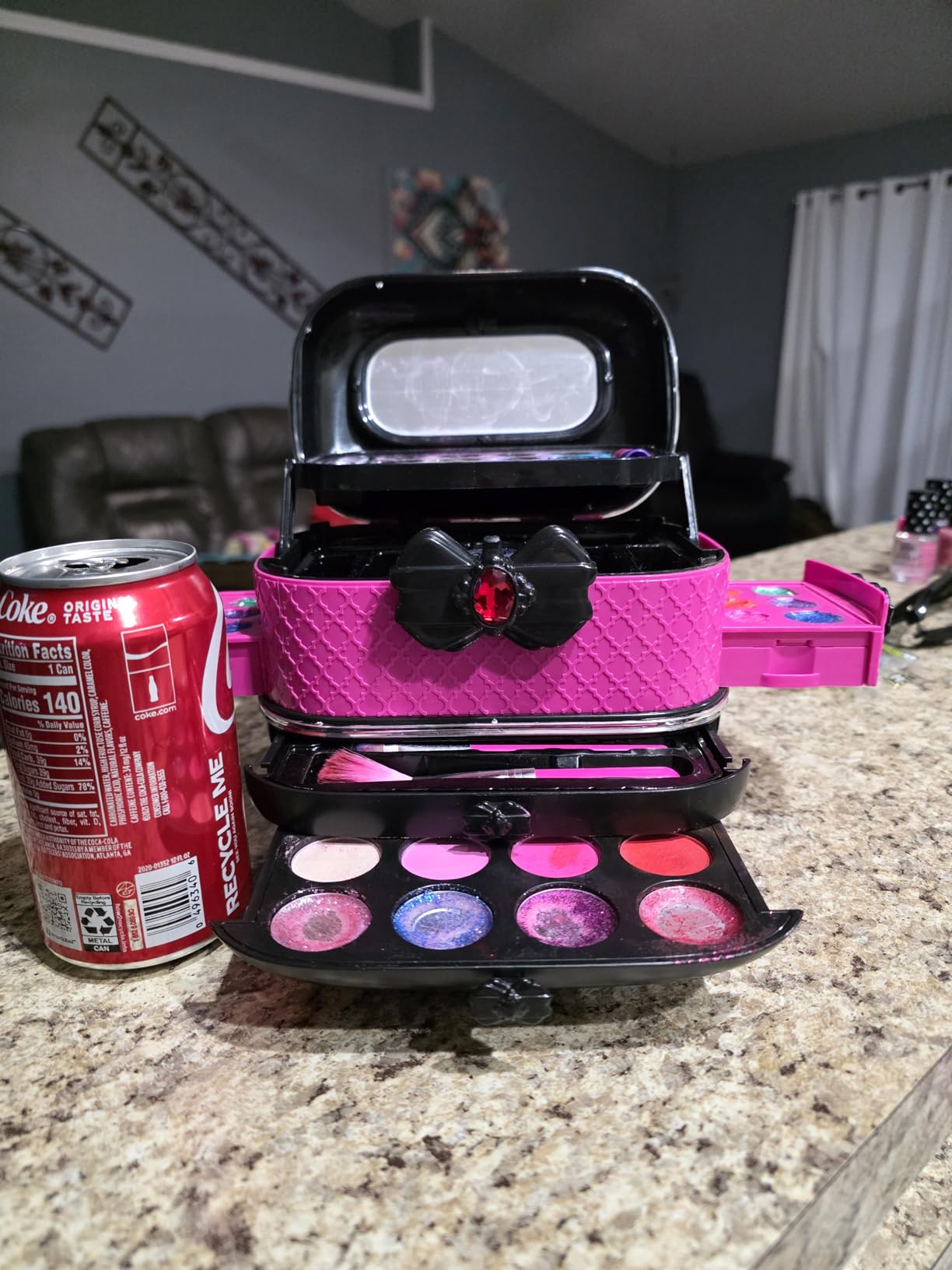 Hollyhi 58 Pcs Kids Makeup Kit for Girl, Princess Toys Real Washable Cosmetic Set with Mirror, Kids Makeup Sets for Girls, Play Make Up Birthday Gifts for 3 4 5 6 7 8 9 10 11 12 Years Old Kid (Rose) customer photo 1