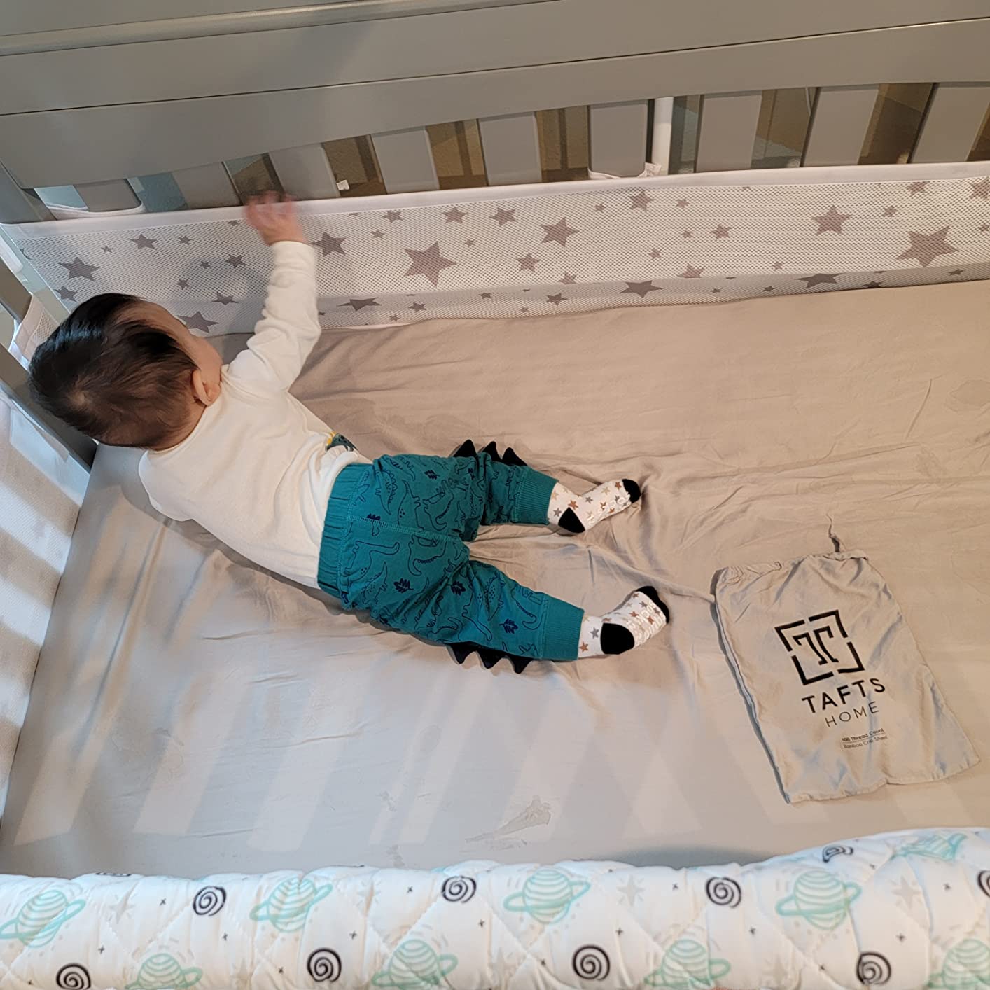 Tafts Crib Sheets - 100% Viscose Derived from Bamboo Fitted, 8 Inch Deep Pocket, Standard Crib & Toddler Mattress, Cooling, Soft (Beige) customer photo 2