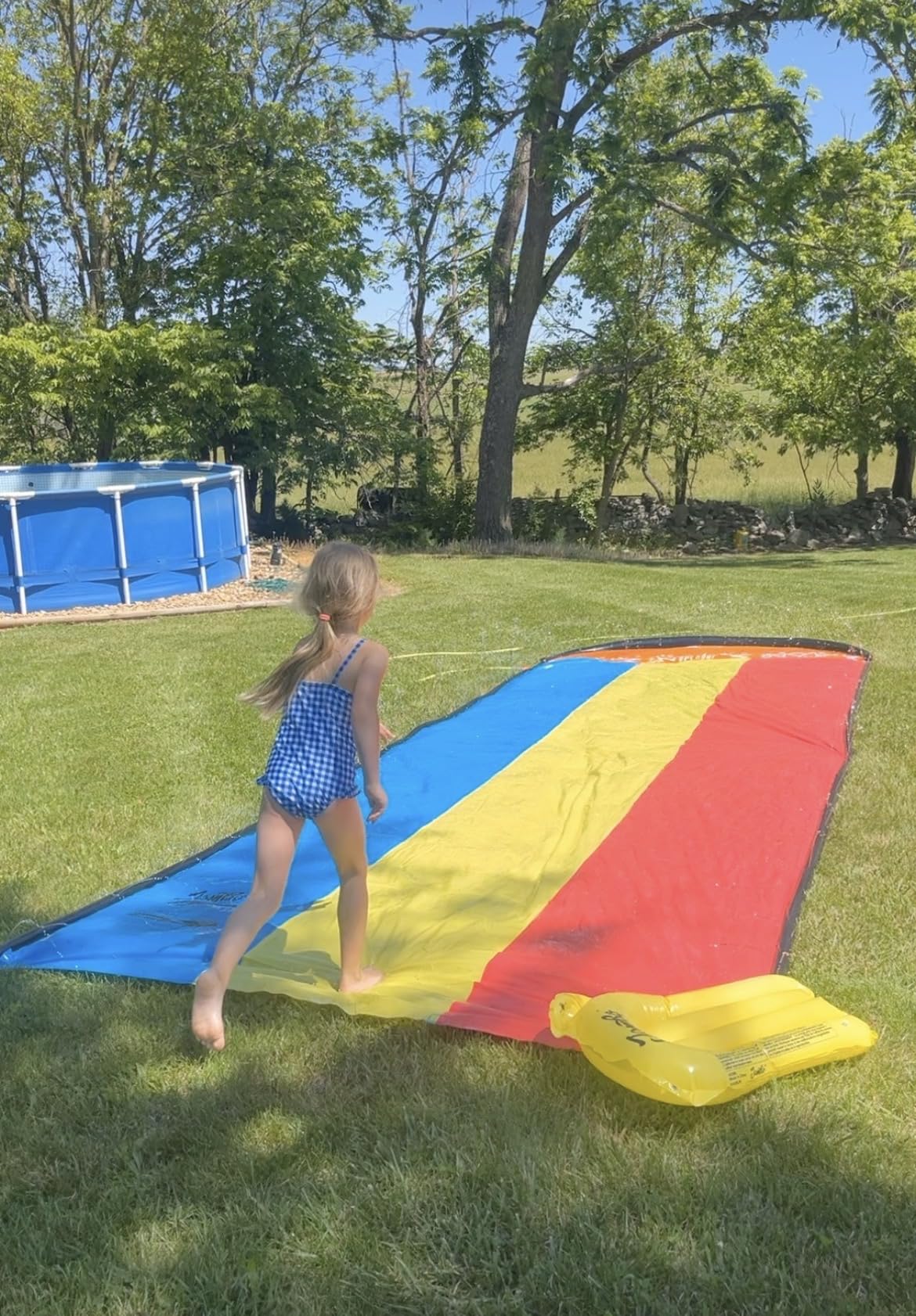 JAMBO Premium Triple Water Slide with 3 Bodyboards, 20Ft Heavy Duty Slip Splash and Slides-Advanced 3-Way Sprinkler System, Splash Pad Mat Backyard Summer Outdoor Water Toys n Long Slides for Kids customer photo 2