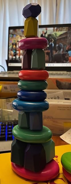 OESSUF Extra-Large Stacking Rocks for Toddlers 1-3, 16 PCS Wooden Montessori Toys, Safe Smooth Jumbo Balancing Stones for Open-Ended Sensory Play, STEM Building Blocks for Boys & Girls customer photo 1