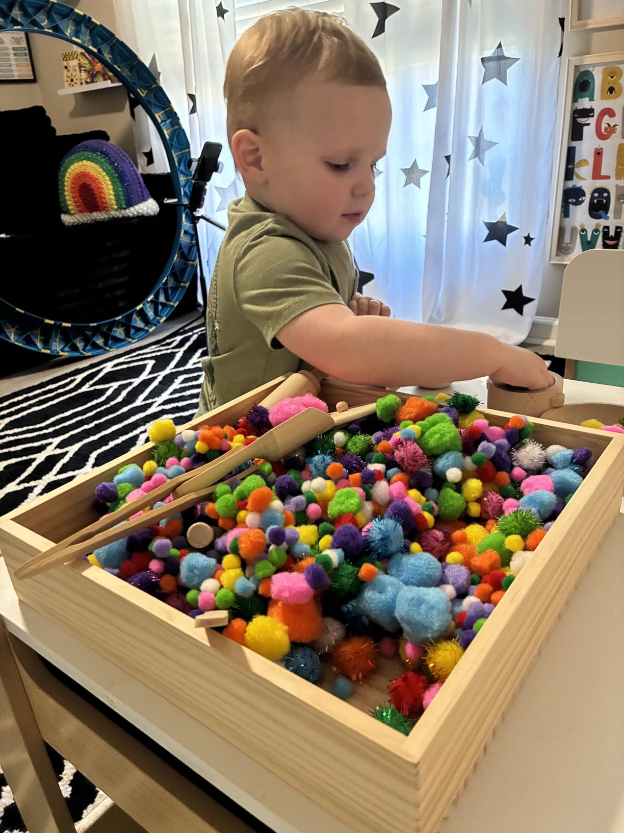 Montessori Sensory Bin Tools: 1 Wooden Box + 11 Sensory Tools for Toddlers & Preschool Children - Fine Motor Learning Pretend Play customer photo 1
