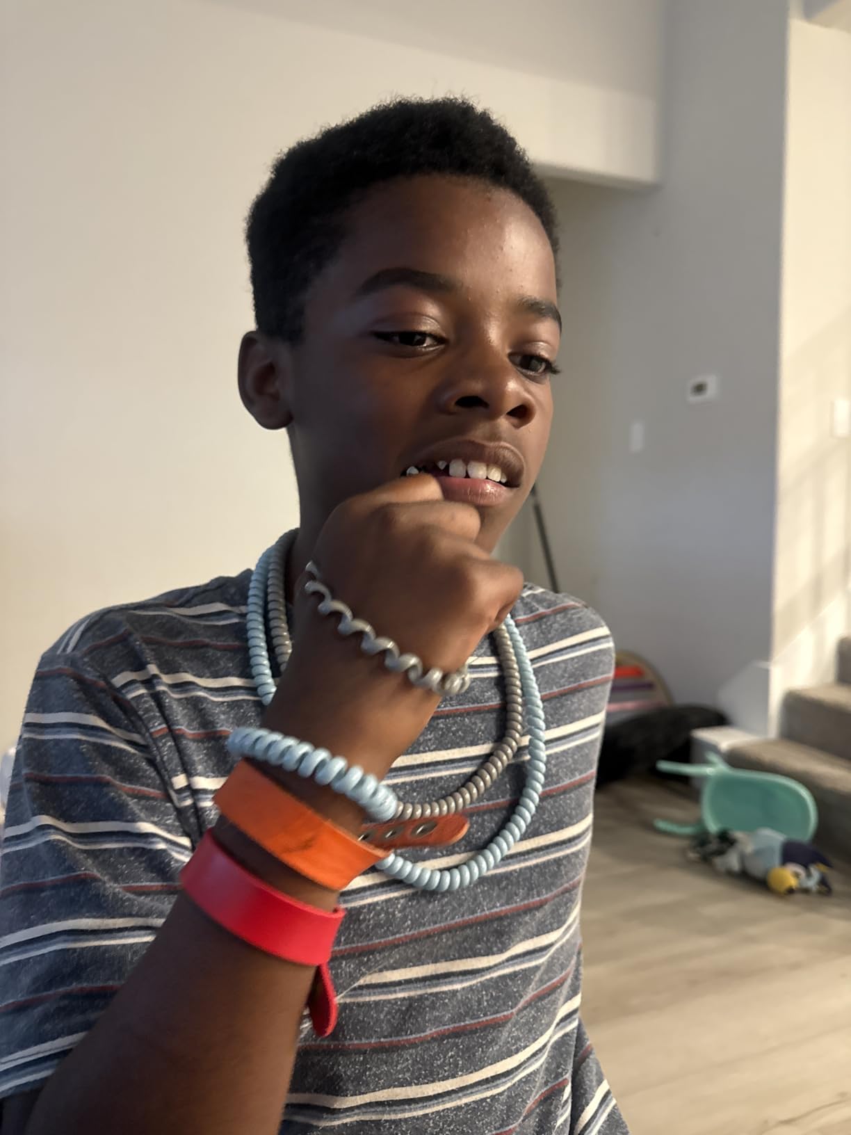 Sensory Chew Necklace for Boys and Girls, 6 Pack Stretch Chewing Necklaces for Kids with Autism ADHD SPD, Oral Motor Aids Baby Chew Toys Reduce Fidgeting for Kids Chewer (6) customer photo 1
