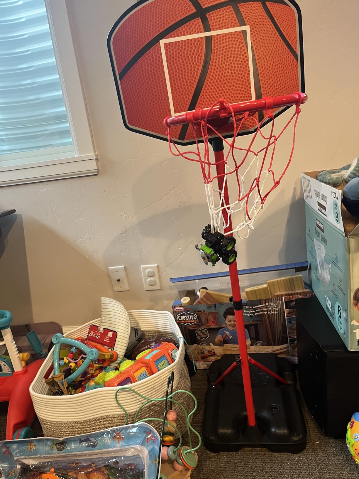 Kids Basketball Hoop for 1 2 3 4 5 6 Year Old Stand Adjustable Height 3.5ft-5.3ft Toddler Boy Basketball Hoop Indoor Mini Basketball Hoops Goal Ball Games Toys for Girl Boy Age 1-3 2-4 3-5 customer photo 1