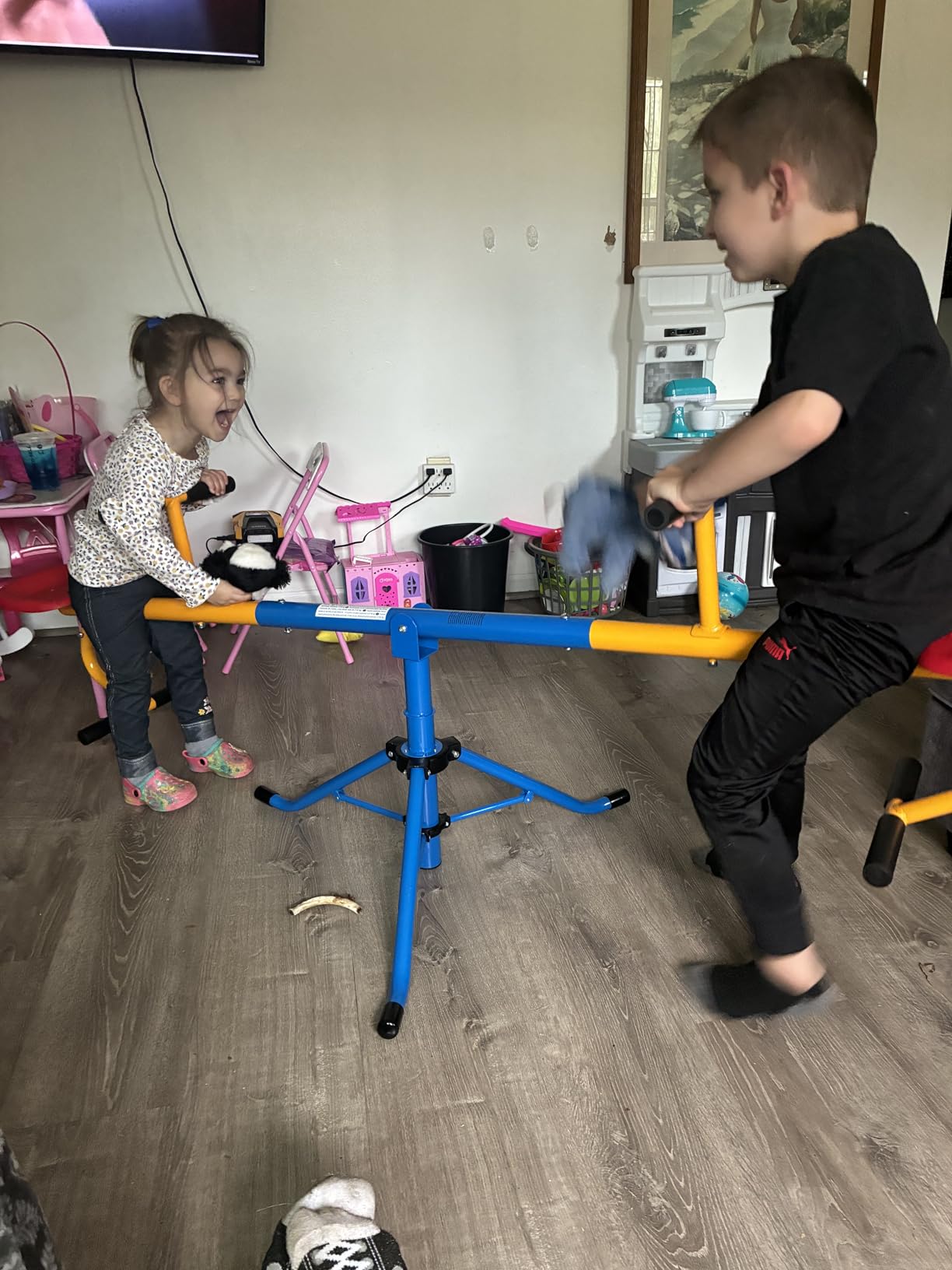 Costzon Teeter Totter Seesaw for Kids Outdoor, Preschool Swivel Seesaw Playground Equipment, 360 Degree Rotation, Indoor Outdoor Play Equipment for Toddlers customer photo 1