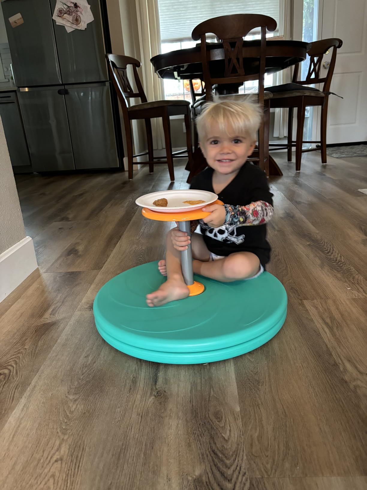 Spinner-X Seated Spinner Sensory Toy, Sit Spinner Sit and Spin Bigger Size and Durable Material for Kids- Ages 3 and up (Blue) customer photo 1