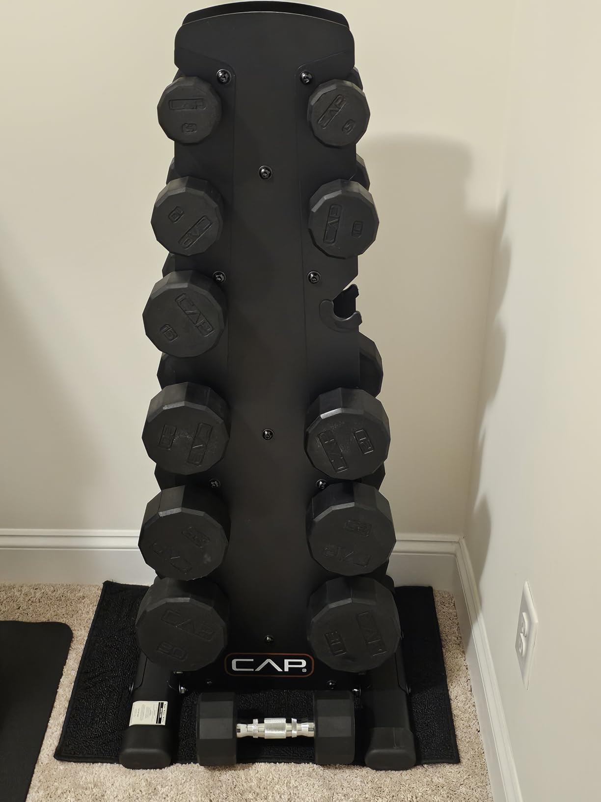 CAP Rubber Coated Hex Dumbbell Set with Storage Rack | 100-210 lb Options, Space-Saving Vertical Compact Storage for Home Gym Strength Training customer photo 2