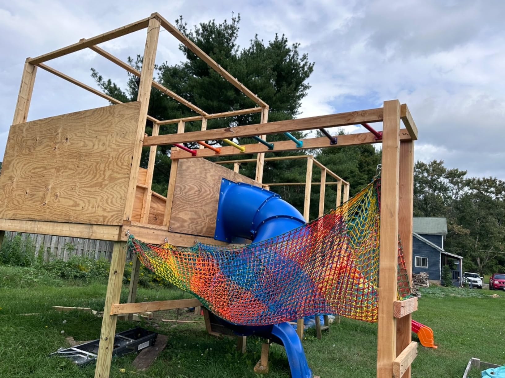 Tongmo Climbing Cargo Net, 6.5' X 9.8' Double Layers Playground Safety Net, Kids Backyard Climbing Net, Used for Treehouse Accessories with Storage Bag and Carabiners customer photo 1