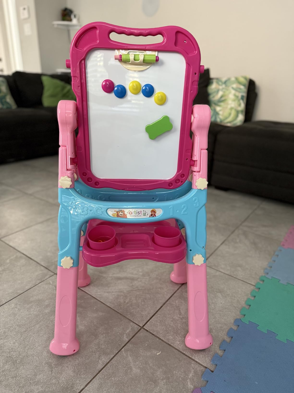Amagoing Easel for Kids, Adjustable Standing Art Easel for Toddler, Double Side White Chalk Board with Painting Accessories, Birthday Christmas Gift for Little Girls and Boy Age 3 4 5, Pink customer photo 2