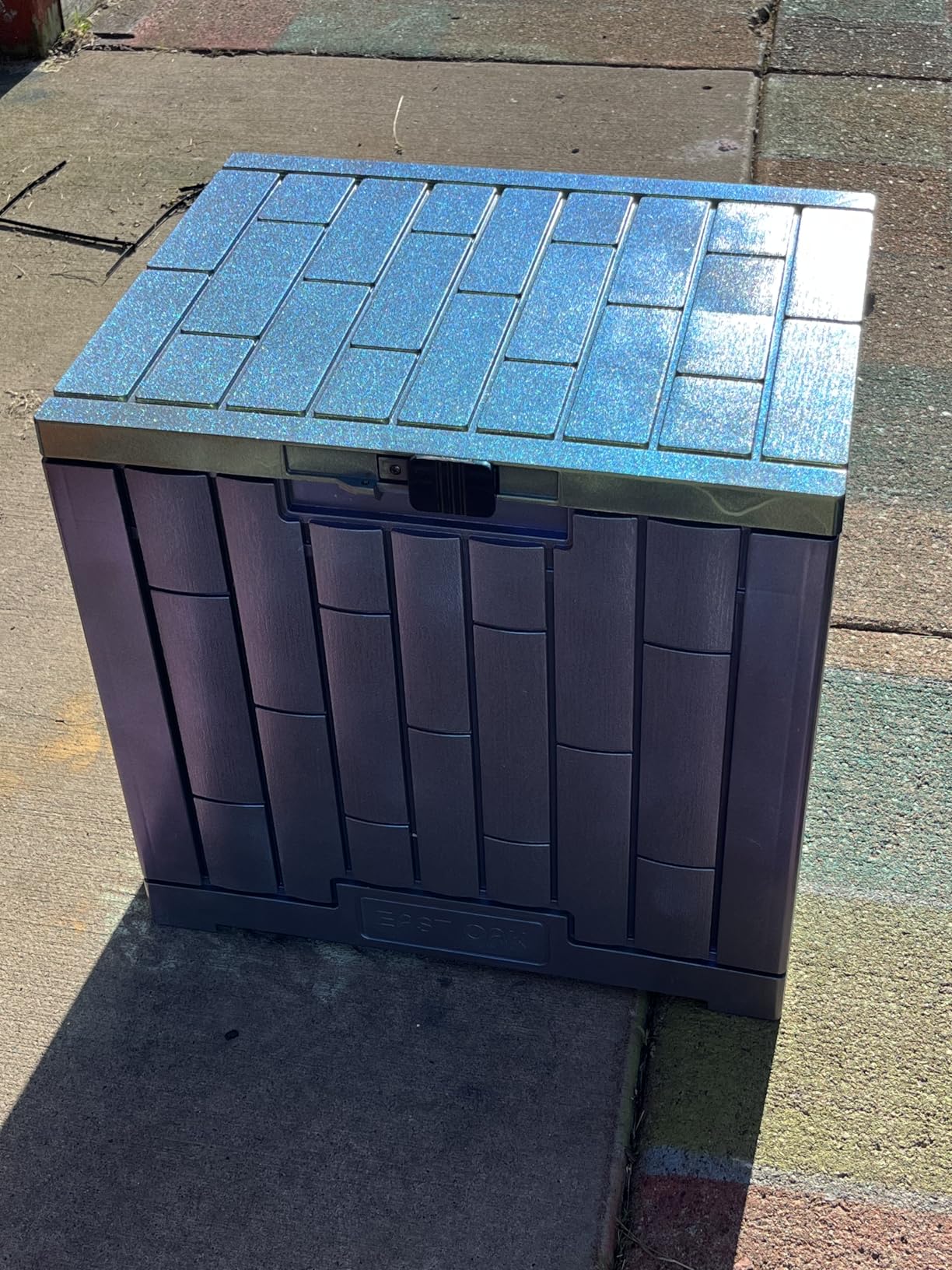 EAST OAK Outdoor Storage Box, 100 Gallon Deck Box, Waterproof Resin Storage Bench for Patio Cushions, Gardening Tools, Pool Toys customer photo 2