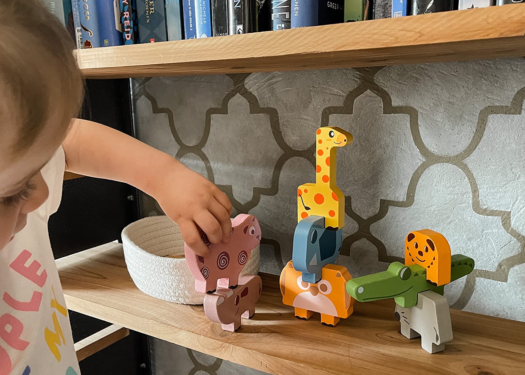 Montessori Toys for 2 3 4 Year Old Girls & Boys, Wooden Animal Stacking Blocks for Toddlers 1-3, Building Blocks Game Stacking Toys Ages 2-4 Toddler Birthday Gifts customer photo 2