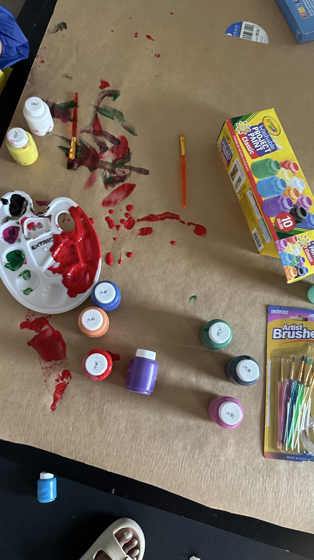 Kids Painting Set, Washable Paint for Kids 10 Colors, 7 Paintbrushes, Paint Palette, Painting Smock, Non Toxic Tempera Paints 2 oz Each,Paints for Toddlers Gifting bundle Art, Crafts customer photo 2