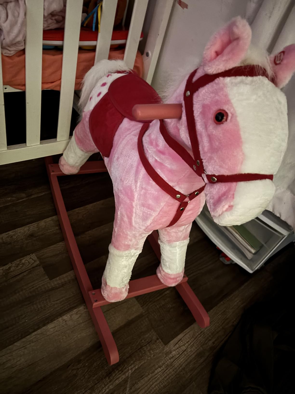 Qaba Kids Rocking Horse Plush Ride On Toy Toddler Rocker for Boys Girls Gifts with Realistic Sounds, Brown customer photo 2