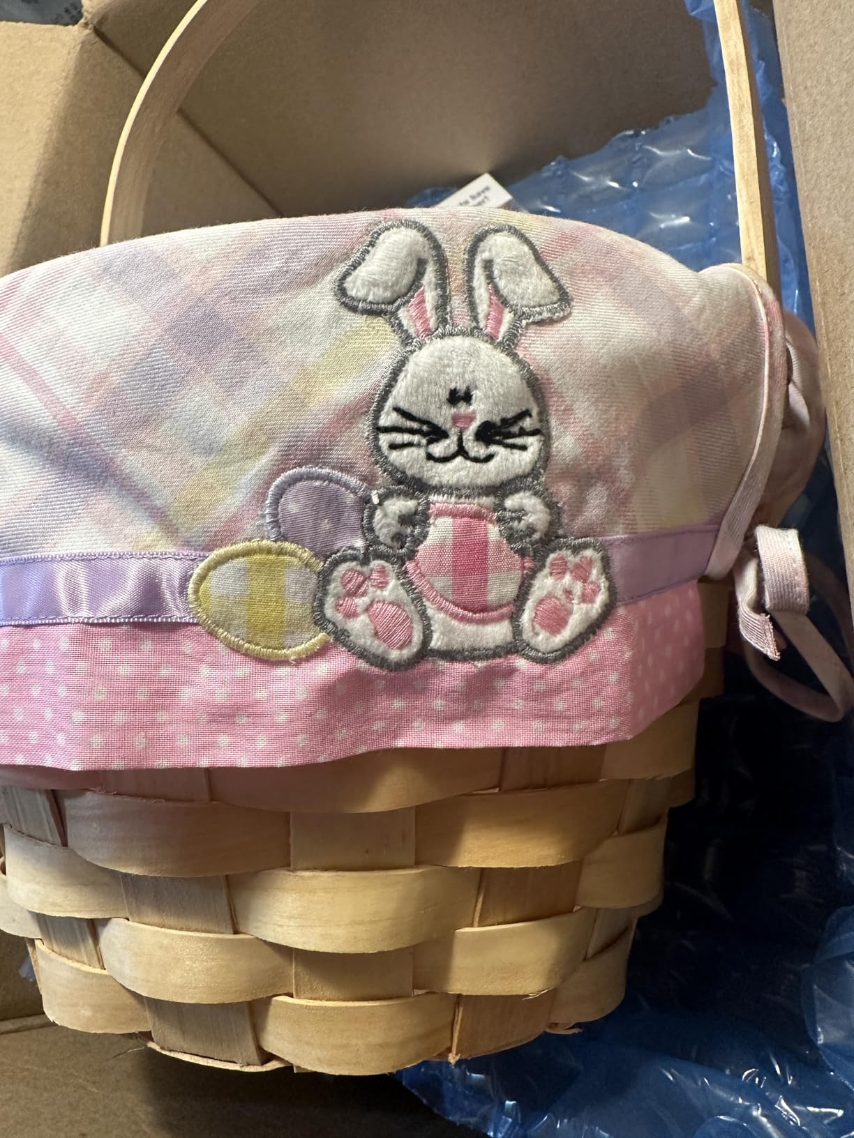 Let's Make Memories Personalized Easter Basket for Kids - Embroidered Name - Create Your Own - Fillable - Wicker - Large - Pink Bunny Applique customer photo 2