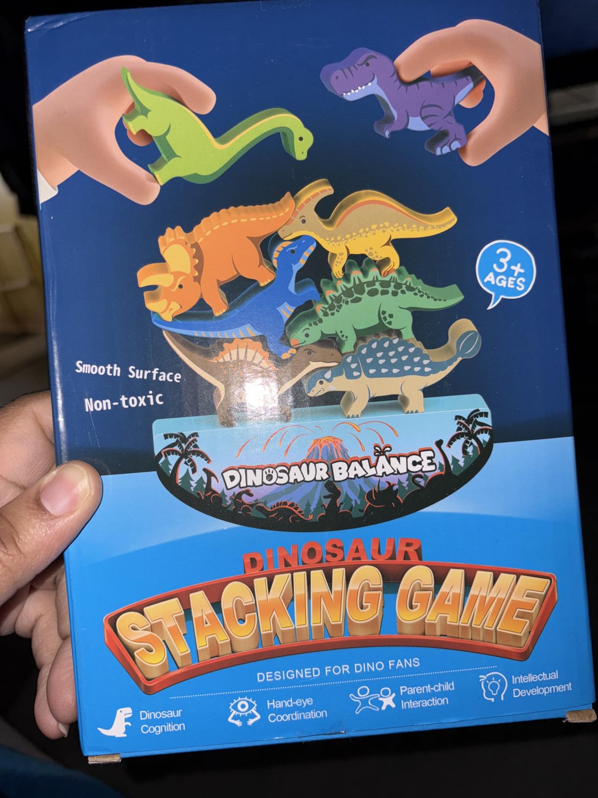 IPOURUP Dinosaur Toys for Kids 3-5: Wooden Stacking Montessori Toys for 3 4 5 6 7 8 Year Old Boys Girls Birthday Gifts for Kid Ages 4-8 Balance Competition Game for Family Stocking Stuffers customer photo 2