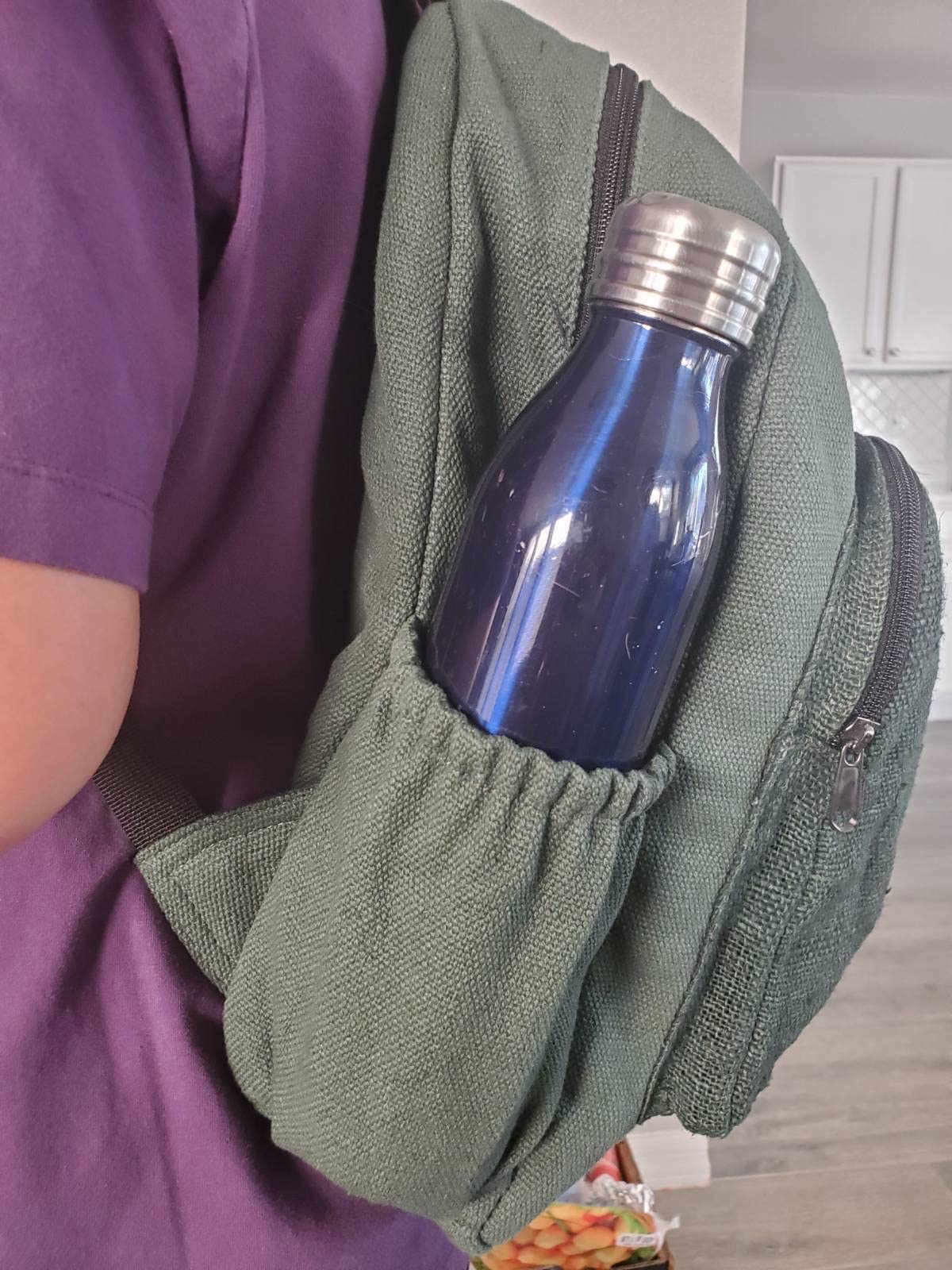 Organic Hemp Backpack Bag - Eco Friendly Durable Rustic Travel Hiking Friendly Lightweight Causal Bag by Freakmandu - Green customer photo 1