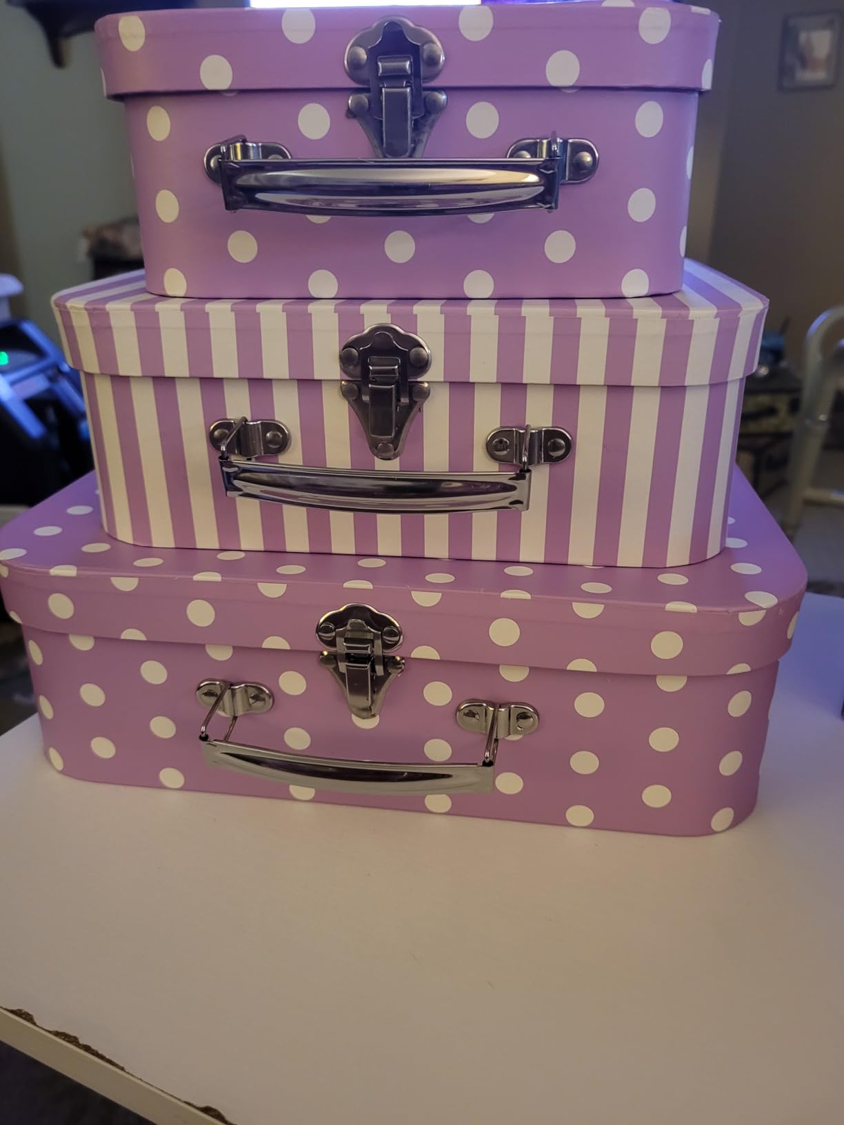 Decorative Box Set - 3 Storage Boxes with Lids, Keepsake & Trinket Boxes, Mini Luggage Gift Box, Vintage Suitcases Home Decoration customer photo 1