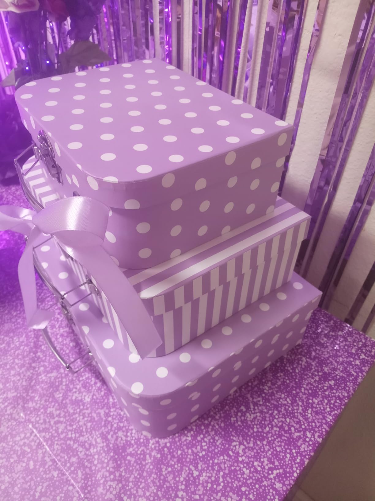 Decorative Box Set - 3 Storage Boxes with Lids, Keepsake & Trinket Boxes, Mini Luggage Gift Box, Vintage Suitcases Home Decoration customer photo 2